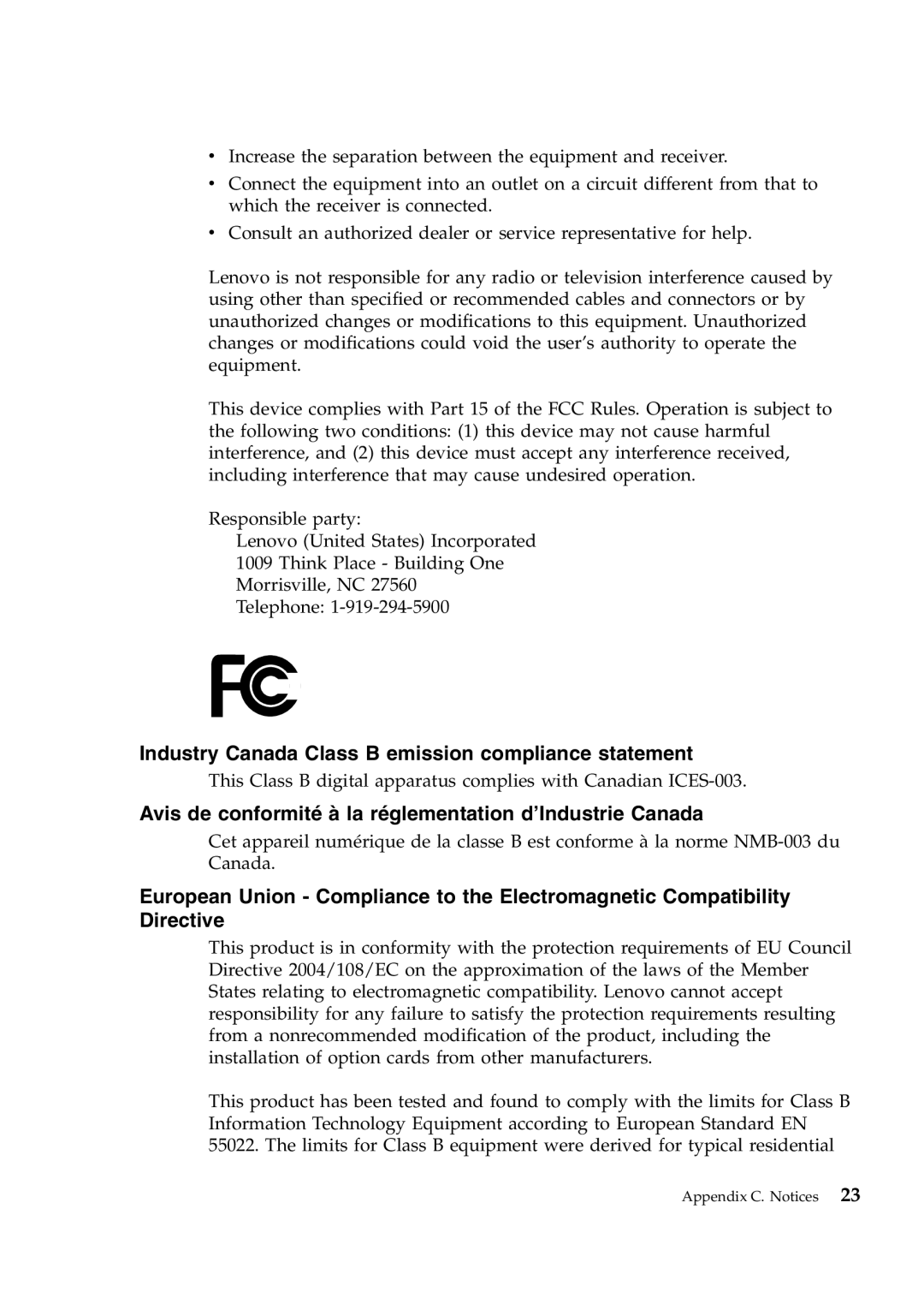 Lenovo 311396U, X201S, 309392U, 309323U, 309395U, 309324U, 2985EWU manual Industry Canada Class B emission compliance statement 