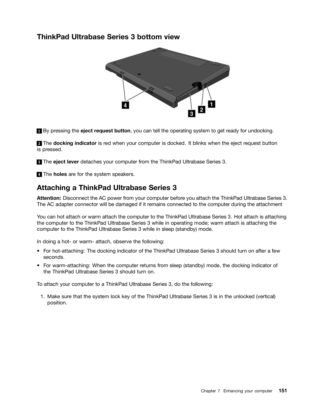 Lenovo X220I TABLET, X220 TABLET, 42872W5 ThinkPad Ultrabase Series 3 bottom view, Attaching a ThinkPad Ultrabase Series 