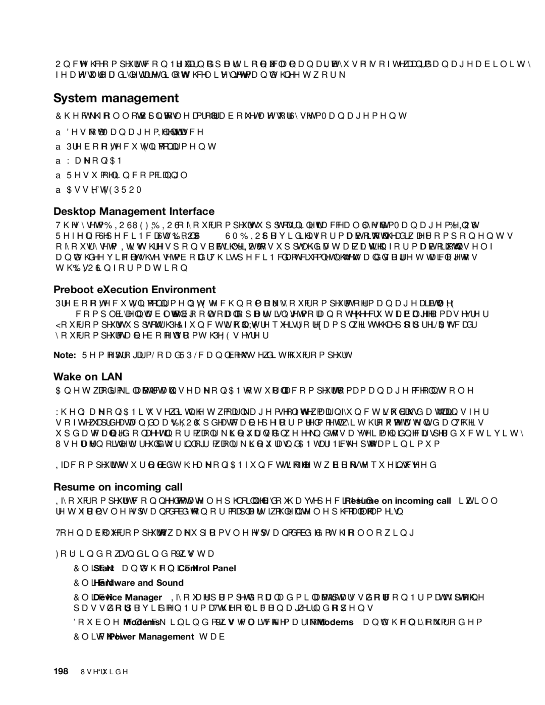 Lenovo 42912XU, X220I, 42872W5 System management, Desktop Management Interface, Preboot eXecution Environment, Wake on LAN 