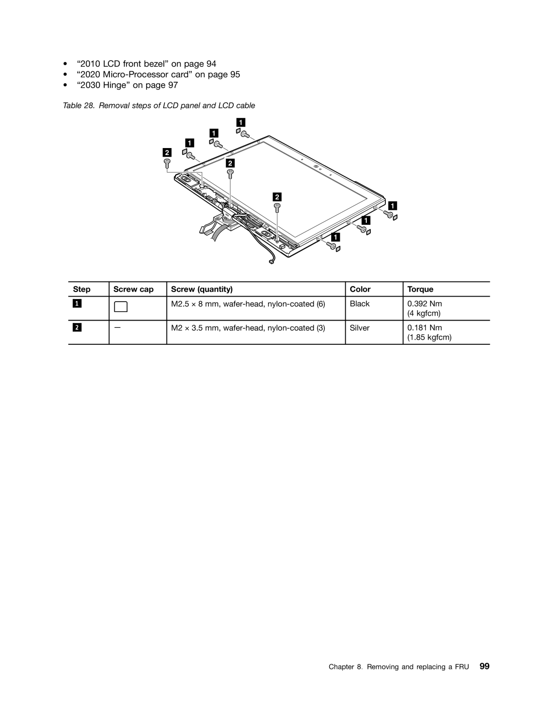 Lenovo X220I manual LCD front bezel on Micro-Processor card on Hinge on 