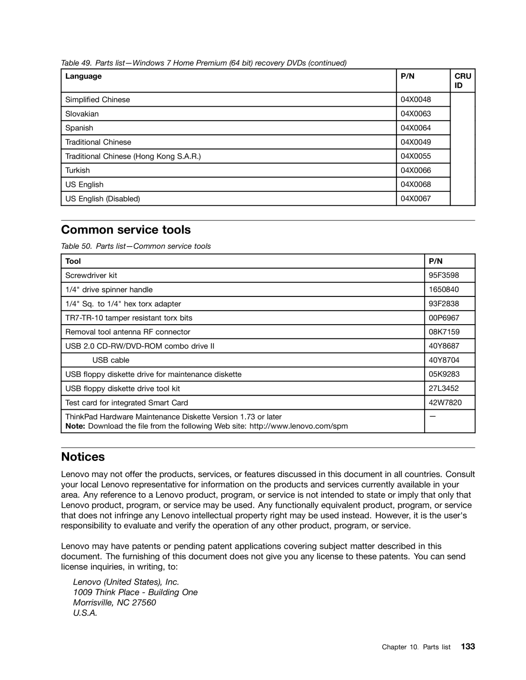 Lenovo X220I manual Common service tools, Tool 