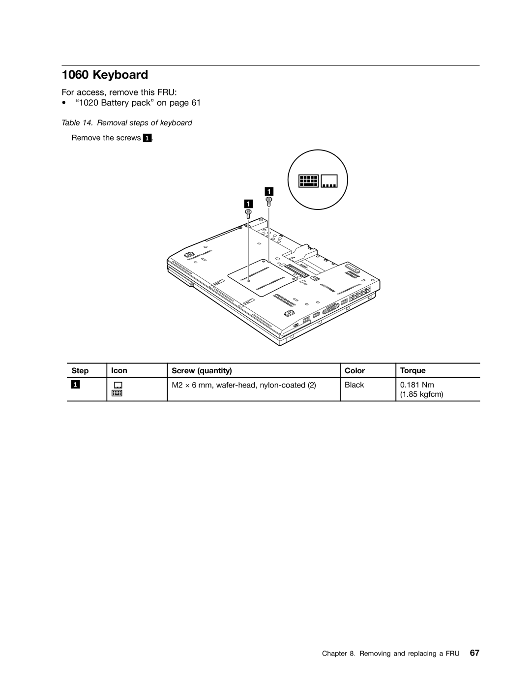 Lenovo X220I manual Keyboard, Step Icon Screw quantity Color Torque 