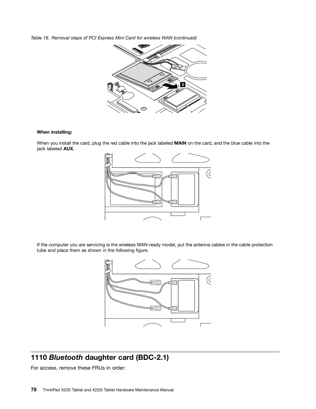 Lenovo X220I manual Bluetooth daughter card BDC-2.1 