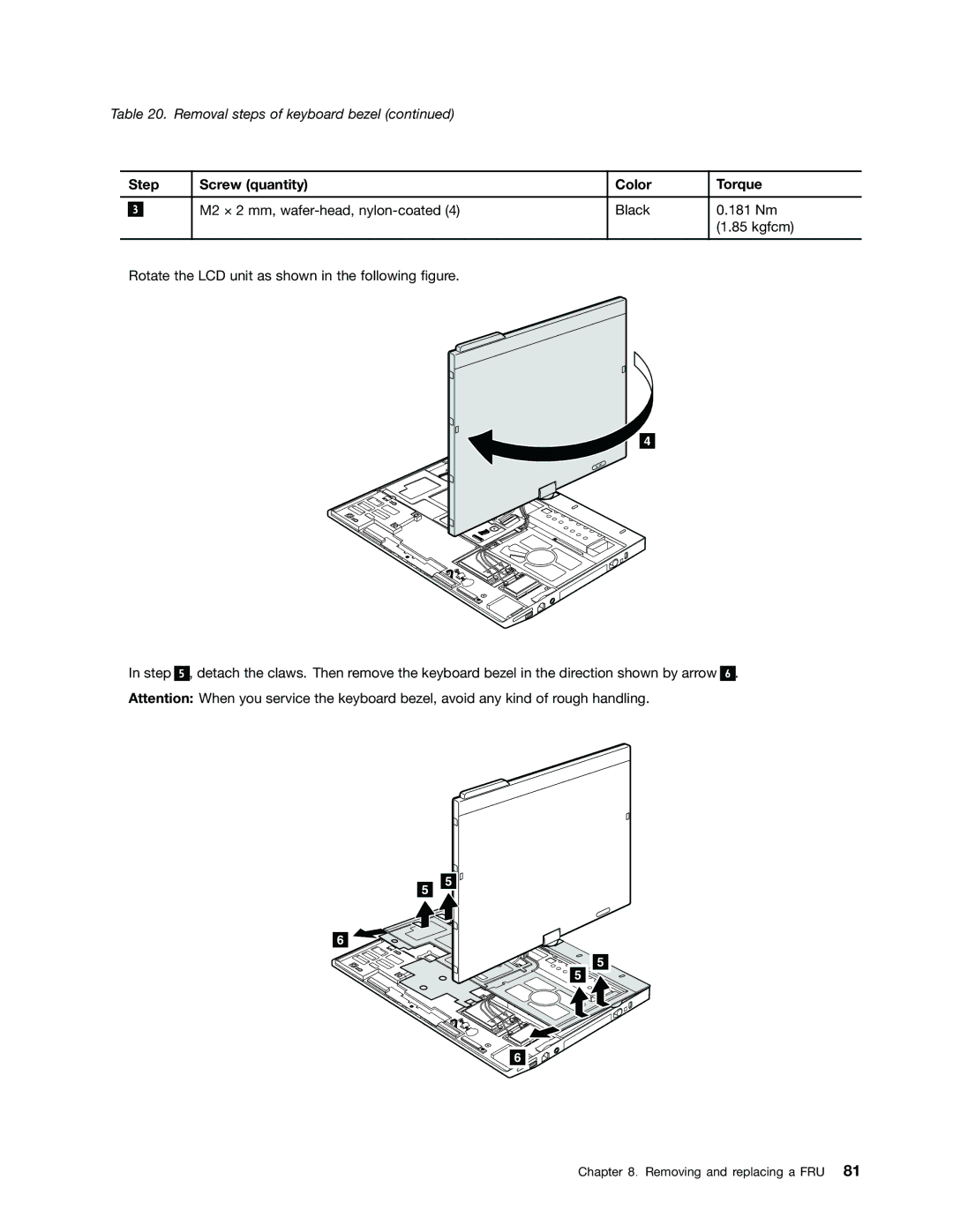 Lenovo X220I manual Step Screw quantity Color Torque 