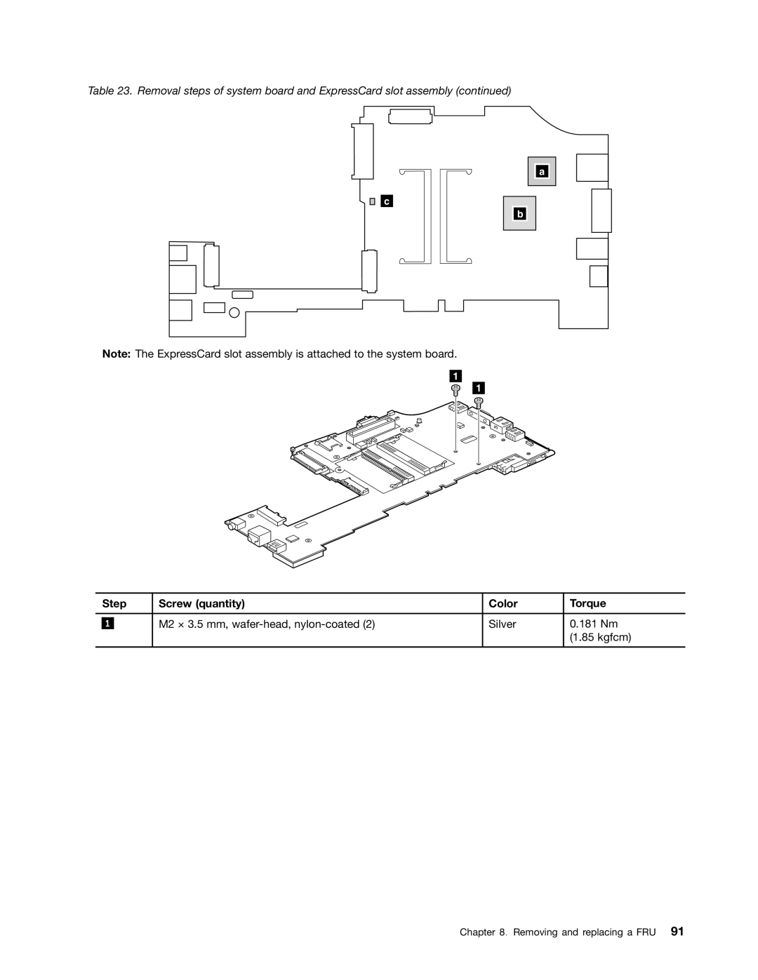 Lenovo X220I manual Step Screw quantity Color Torque 