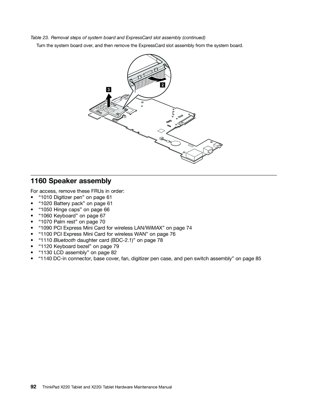 Lenovo X220I manual Speaker assembly 