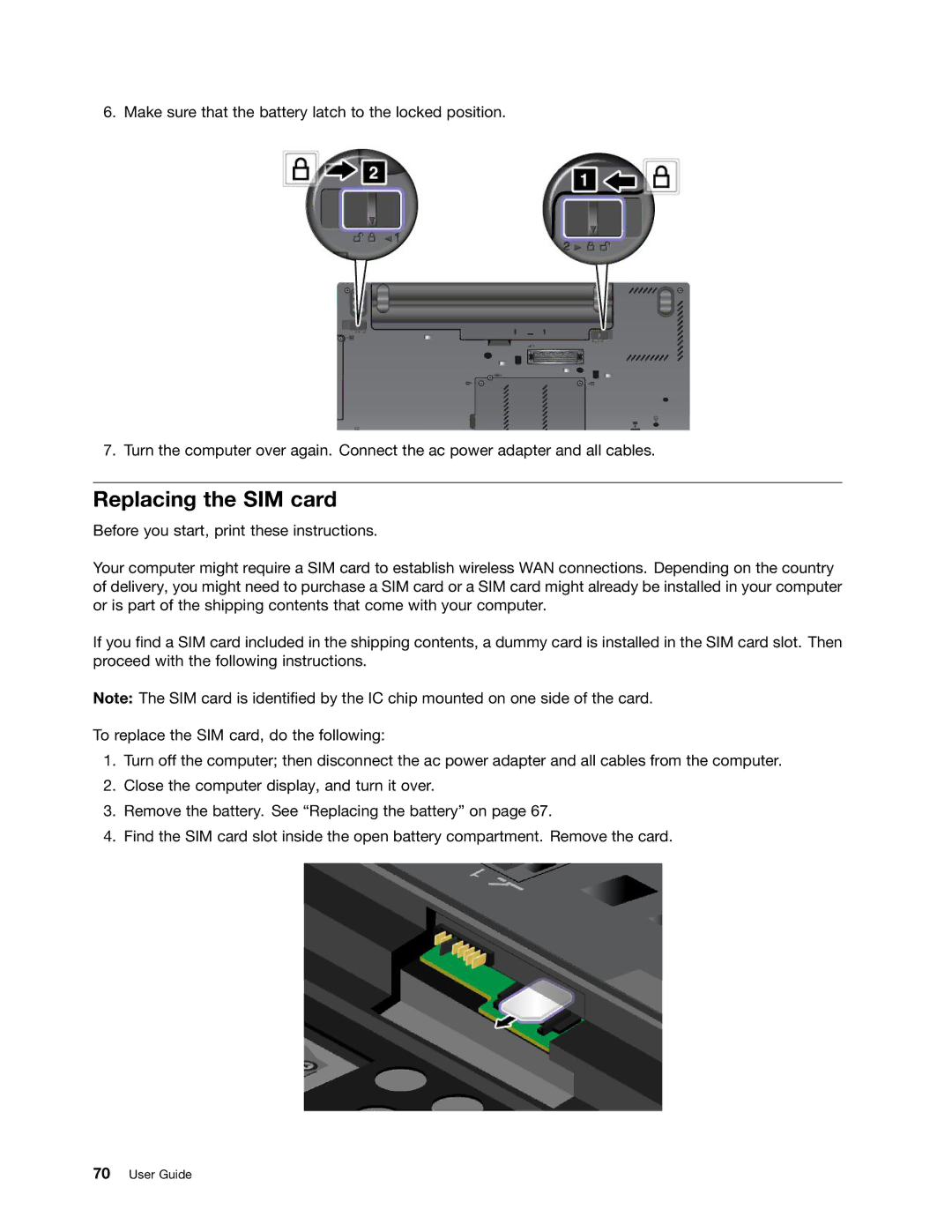 Lenovo X230I manual Replacing the SIM card 