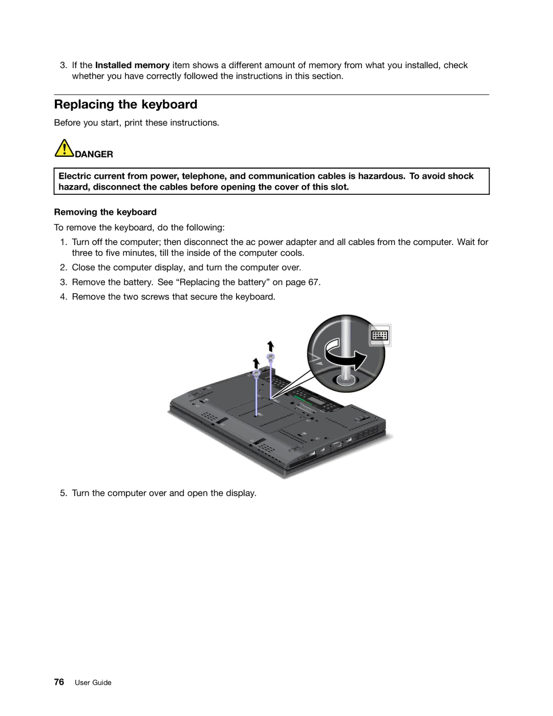 Lenovo X230I manual Replacing the keyboard 