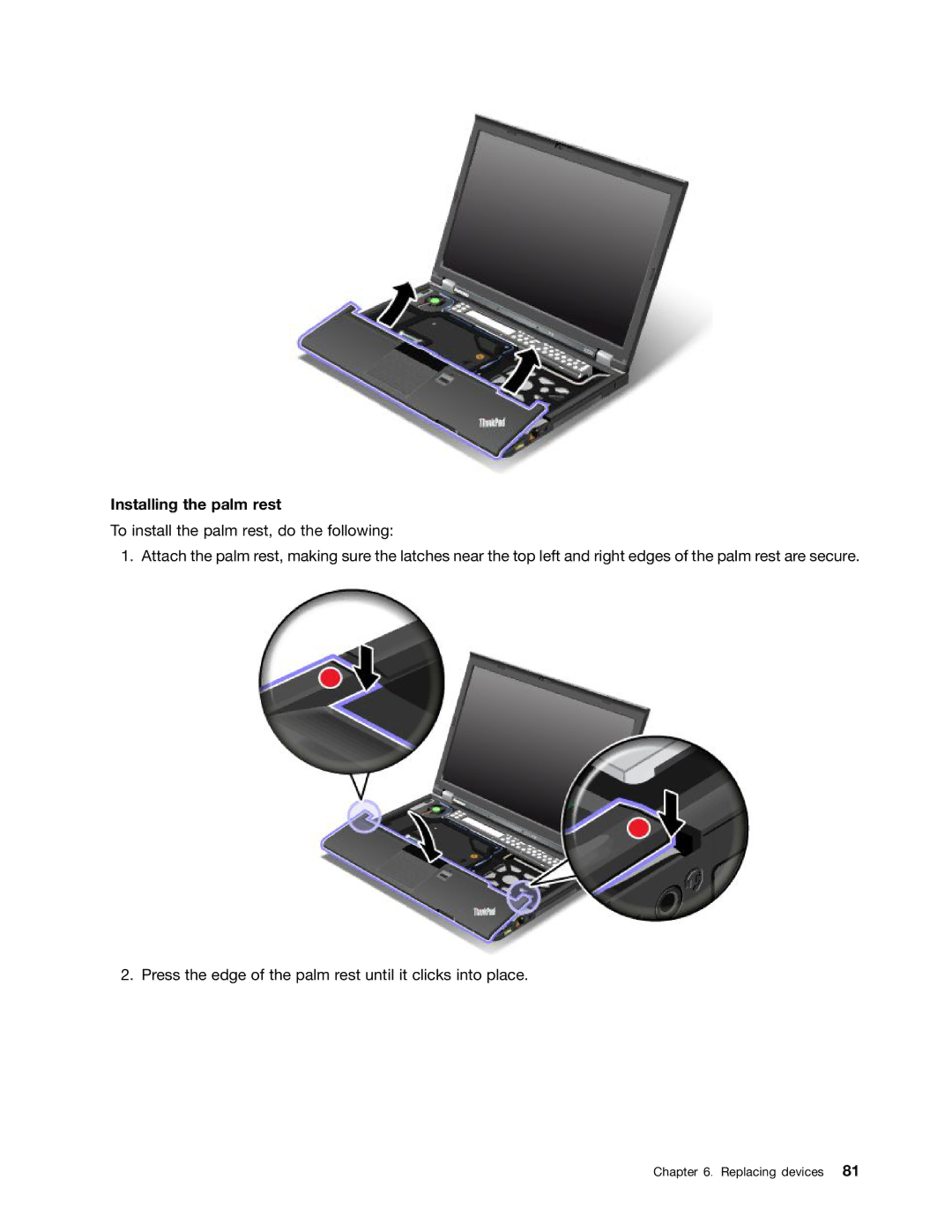 Lenovo X230I manual Installing the palm rest 