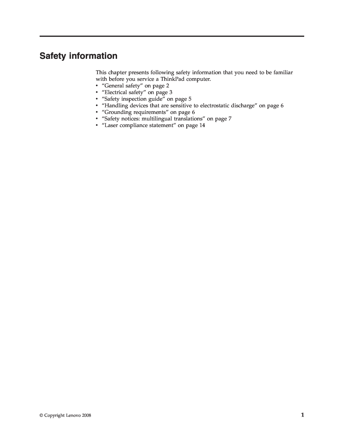 Lenovo X300 manual Safety information 
