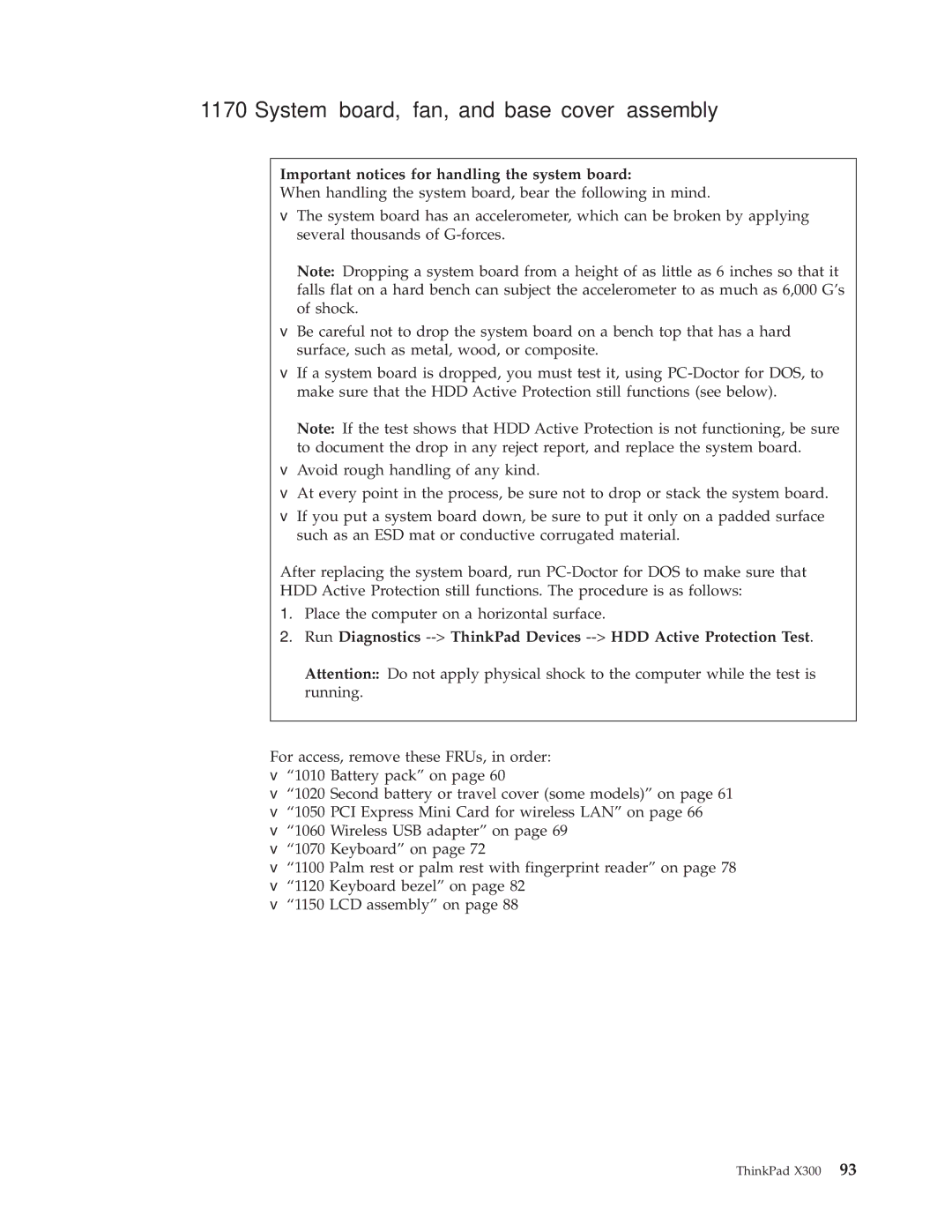 Lenovo X300 manual System board, fan, and base cover assembly, Important notices for handling the system board 