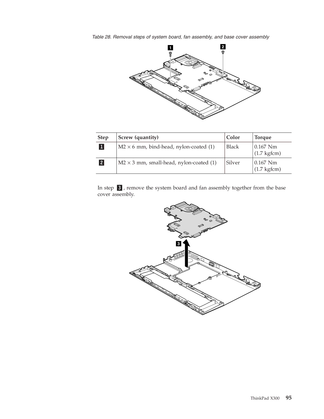 Lenovo X300 manual Step Screw quantity Color Torque 