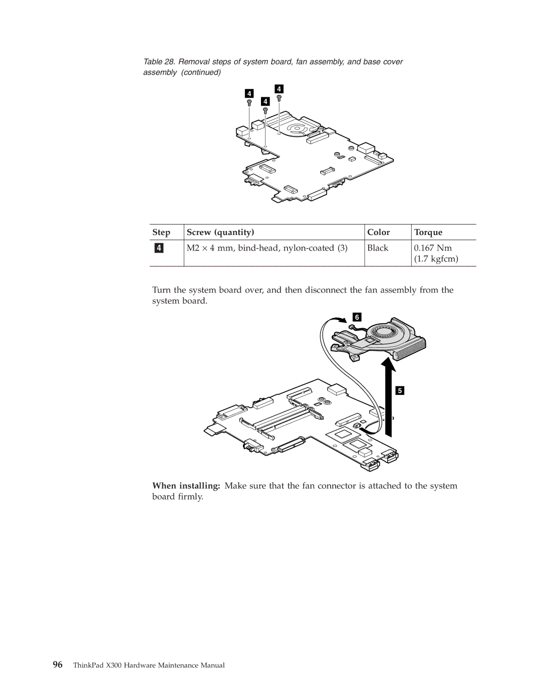 Lenovo X300 manual Step Screw quantity Color Torque 