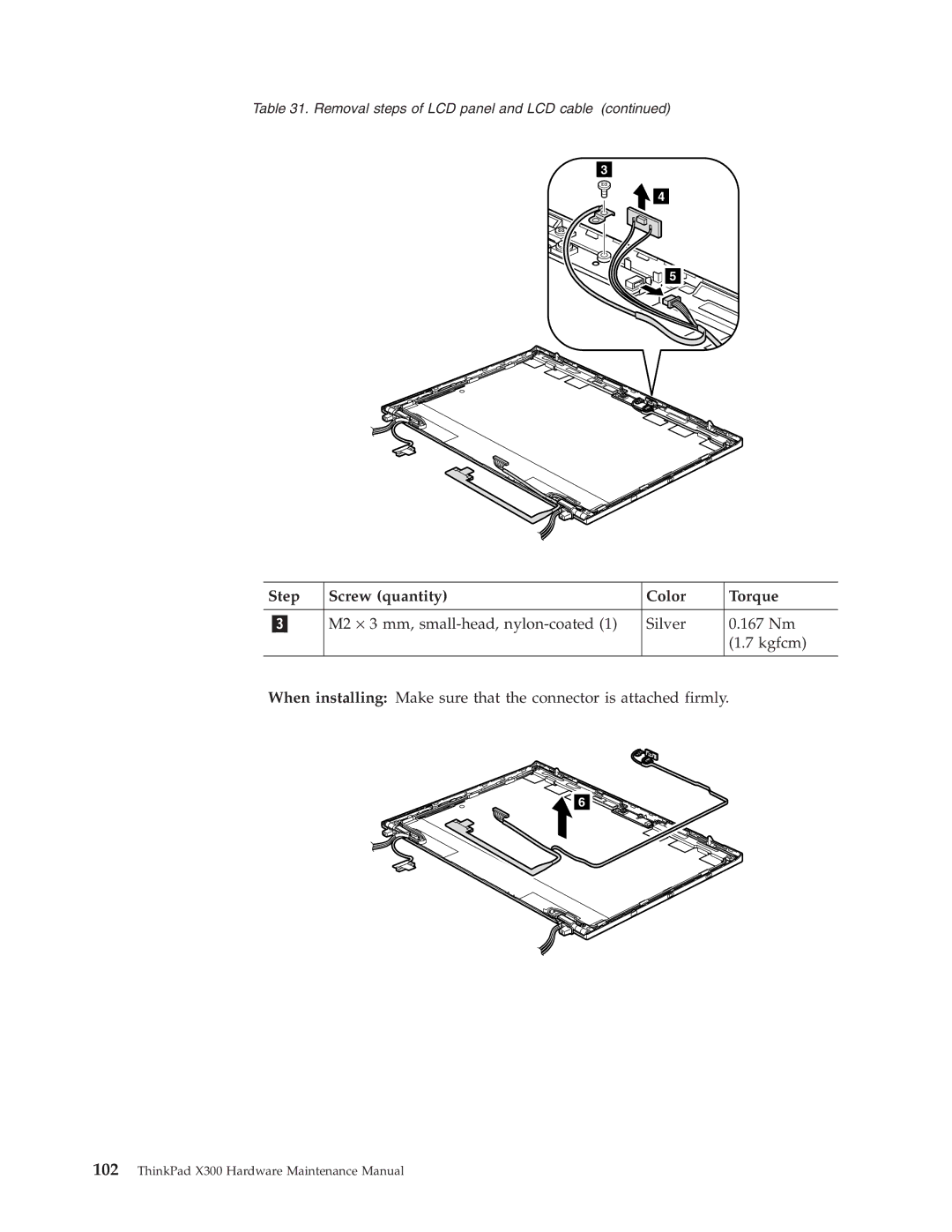 Lenovo X300 manual Step Screw quantity Color Torque 