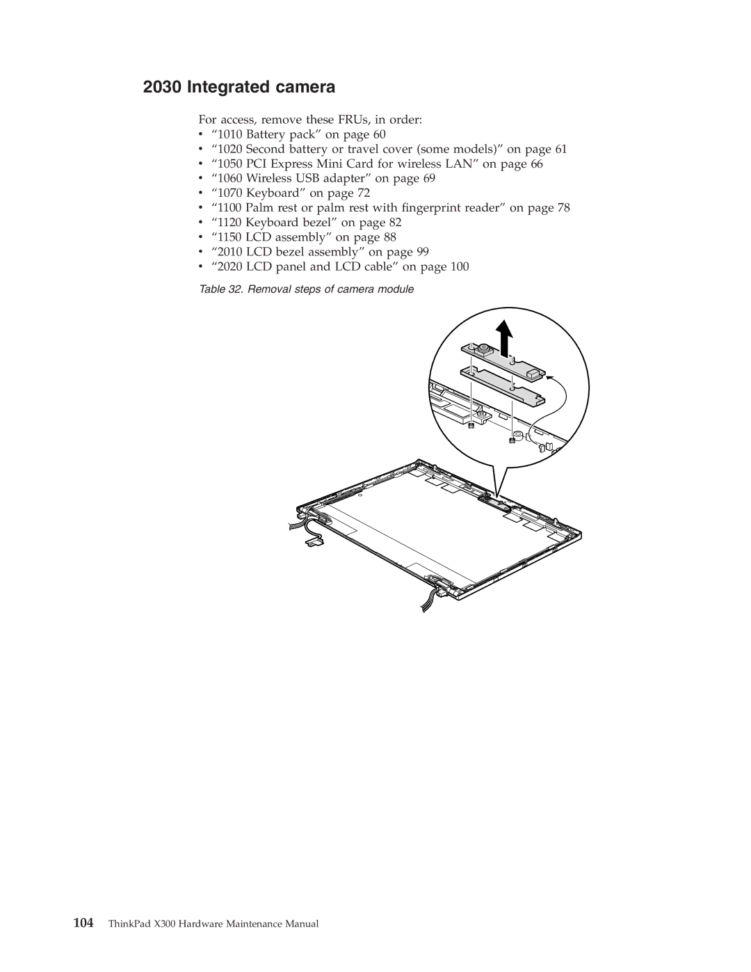 Lenovo X300 manual Integrated camera 