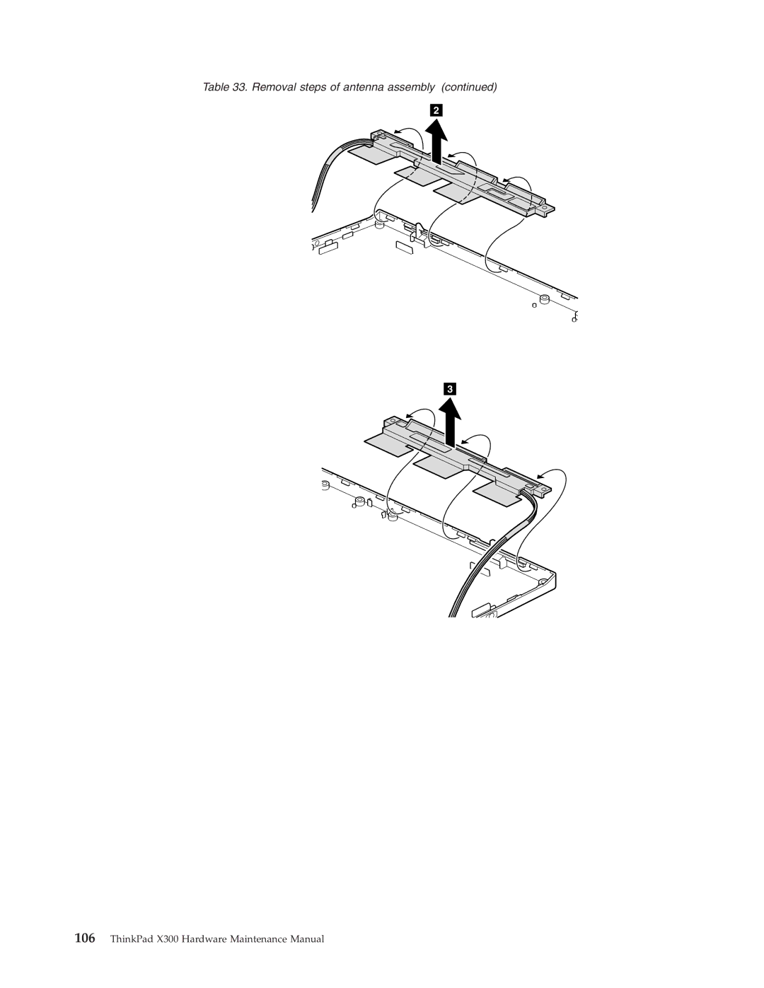 Lenovo X300 manual Removal steps of antenna assembly 