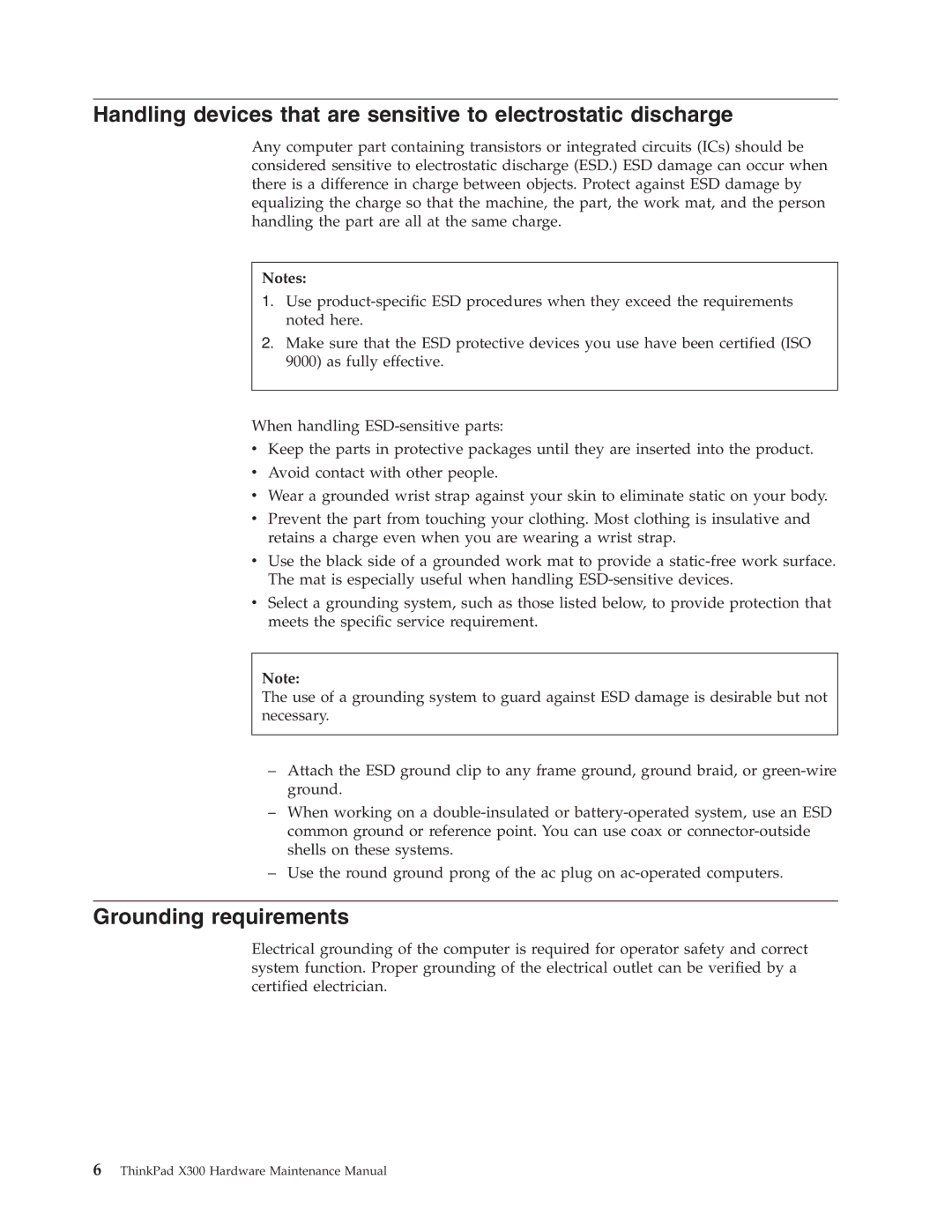 Lenovo X300 manual Grounding requirements 