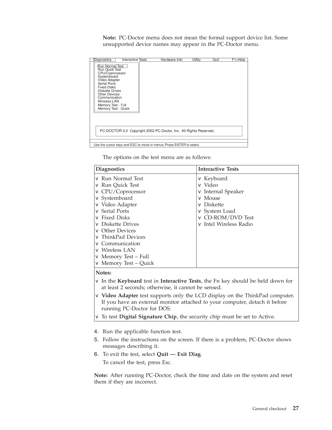 Lenovo X300 manual Diagnostics Interactive Tests 