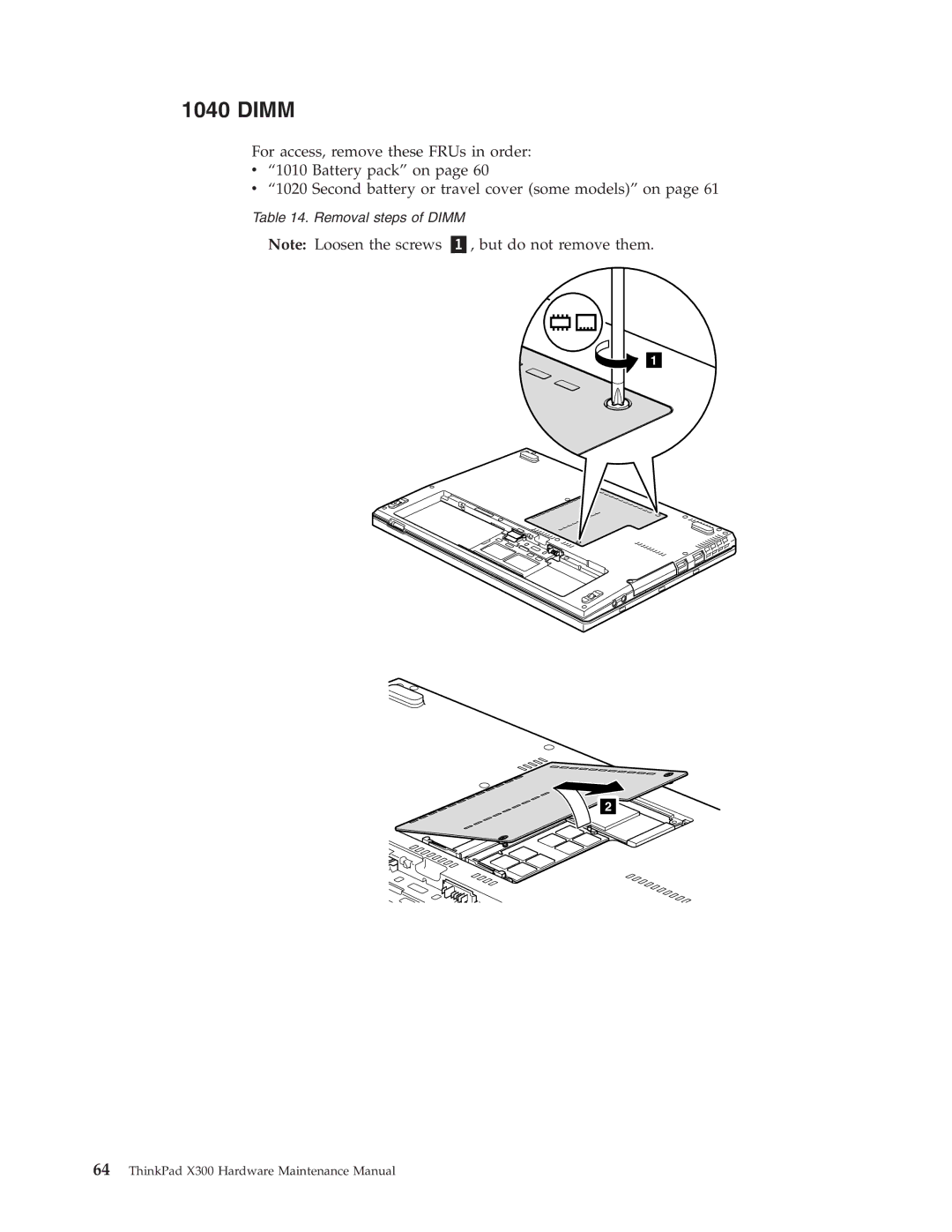 Lenovo X300 manual Dimm 