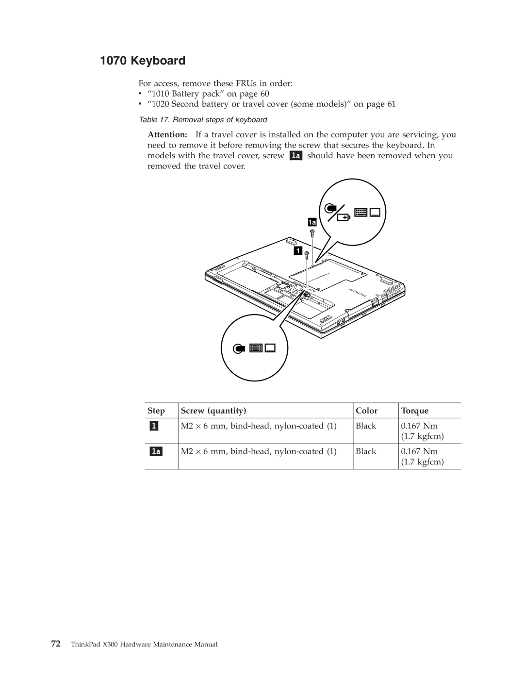 Lenovo X300 manual Keyboard 