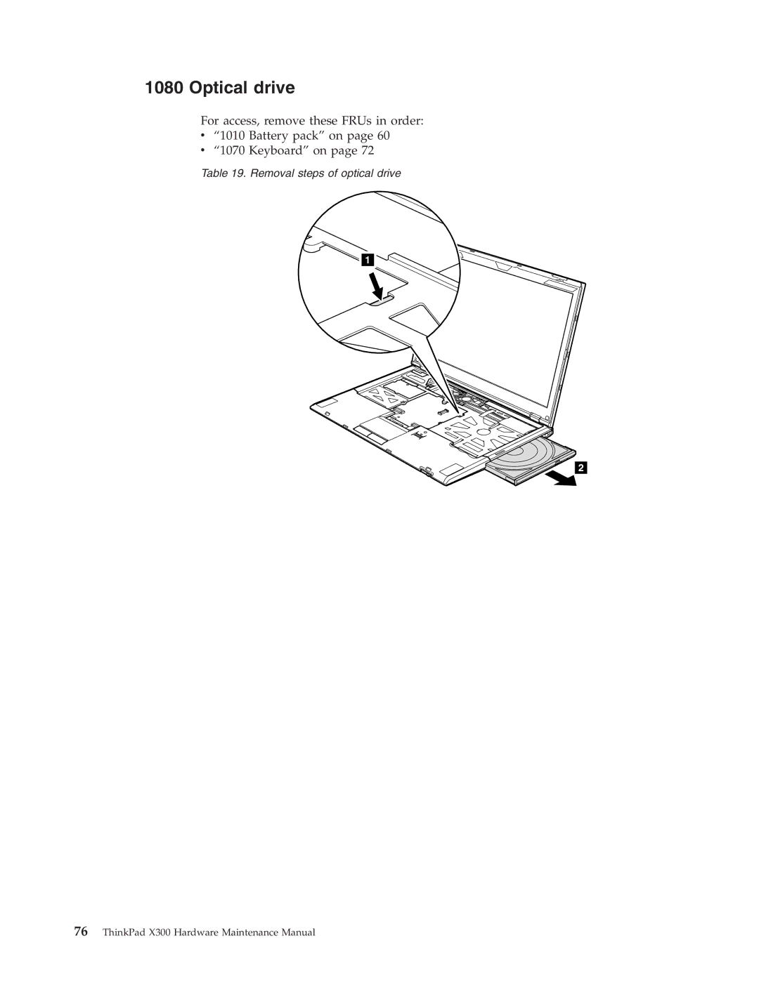 Lenovo X300 manual Optical drive 