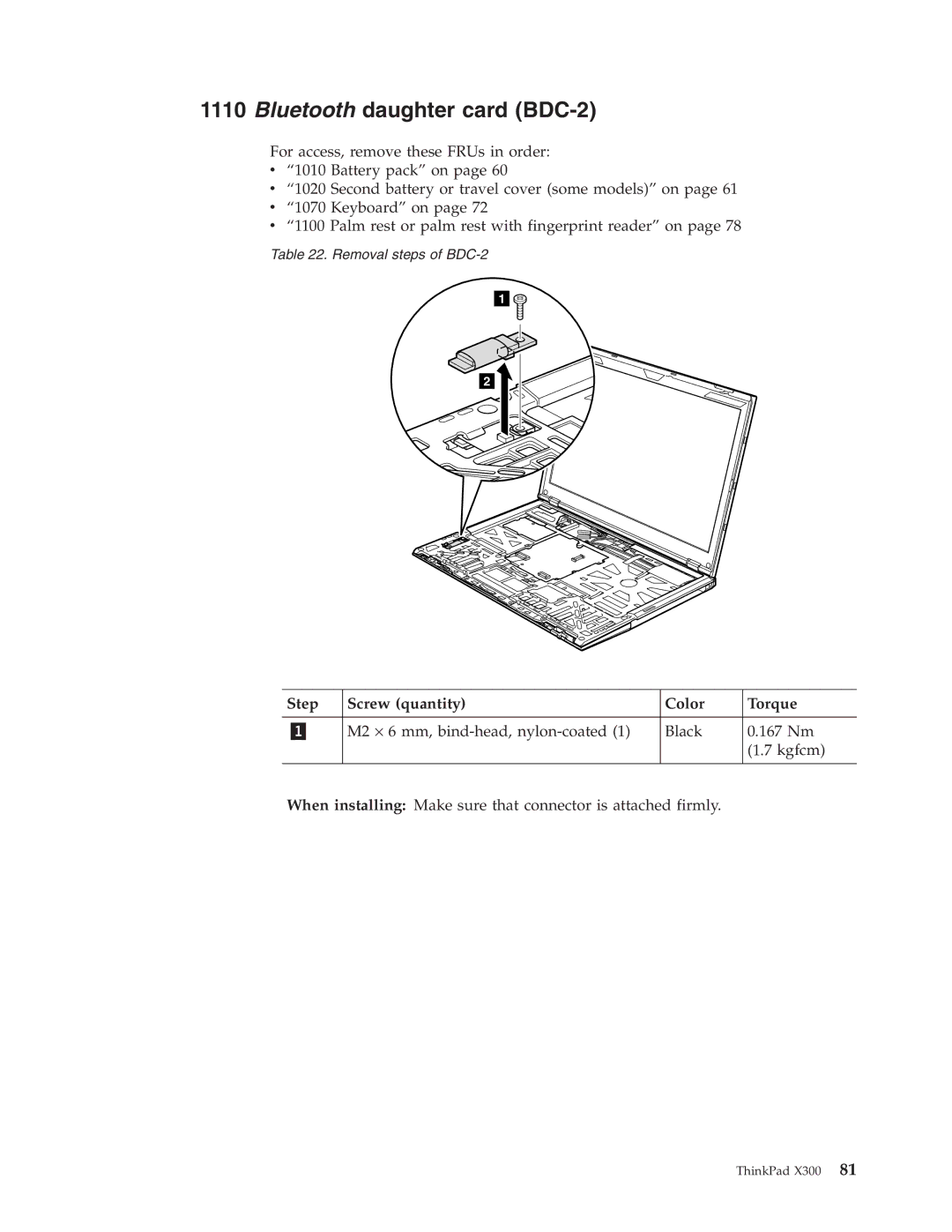 Lenovo X300 manual Bluetooth daughter card BDC-2 