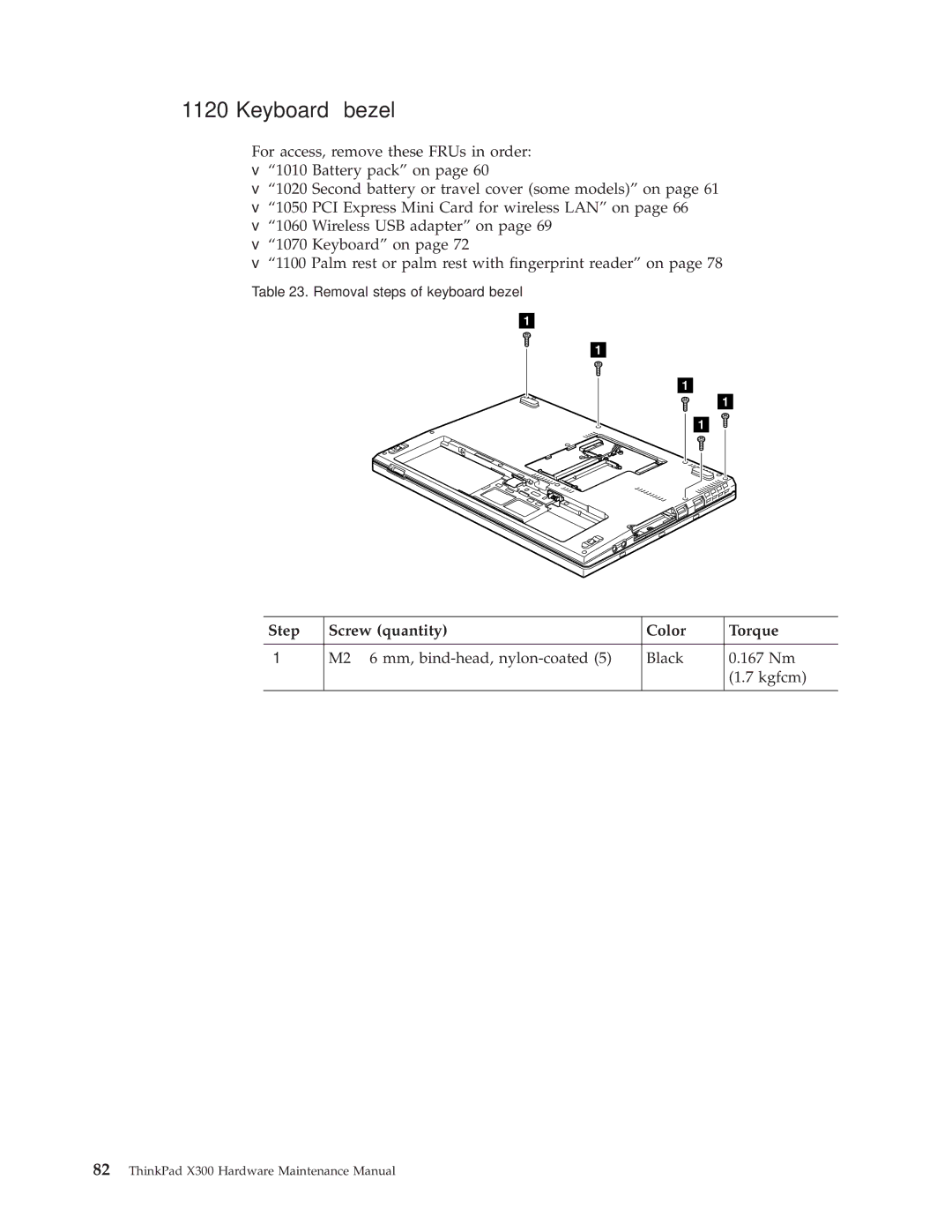 Lenovo X300 manual Keyboard bezel 