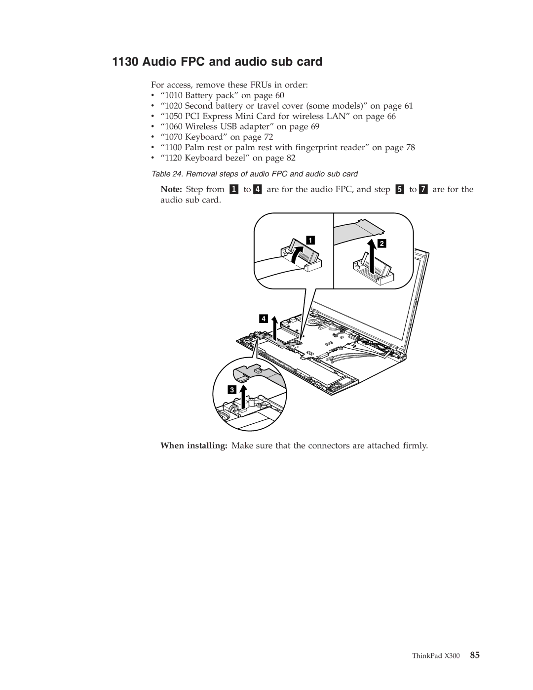 Lenovo X300 manual Audio FPC and audio sub card 