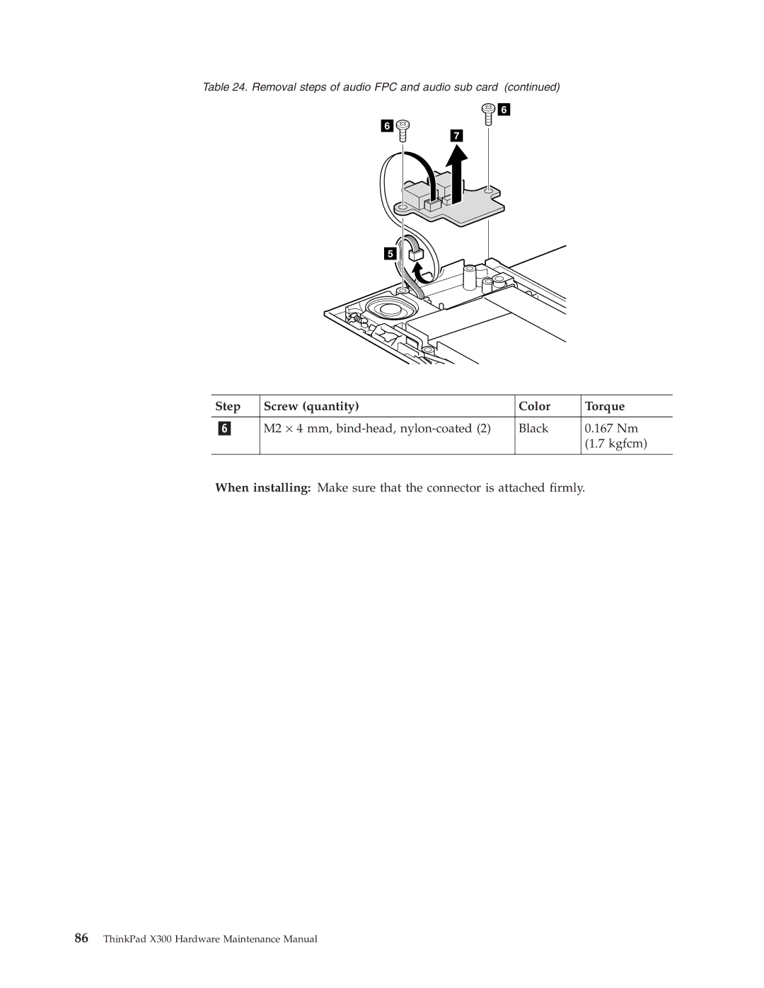 Lenovo X300 manual Step Screw quantity Color Torque 