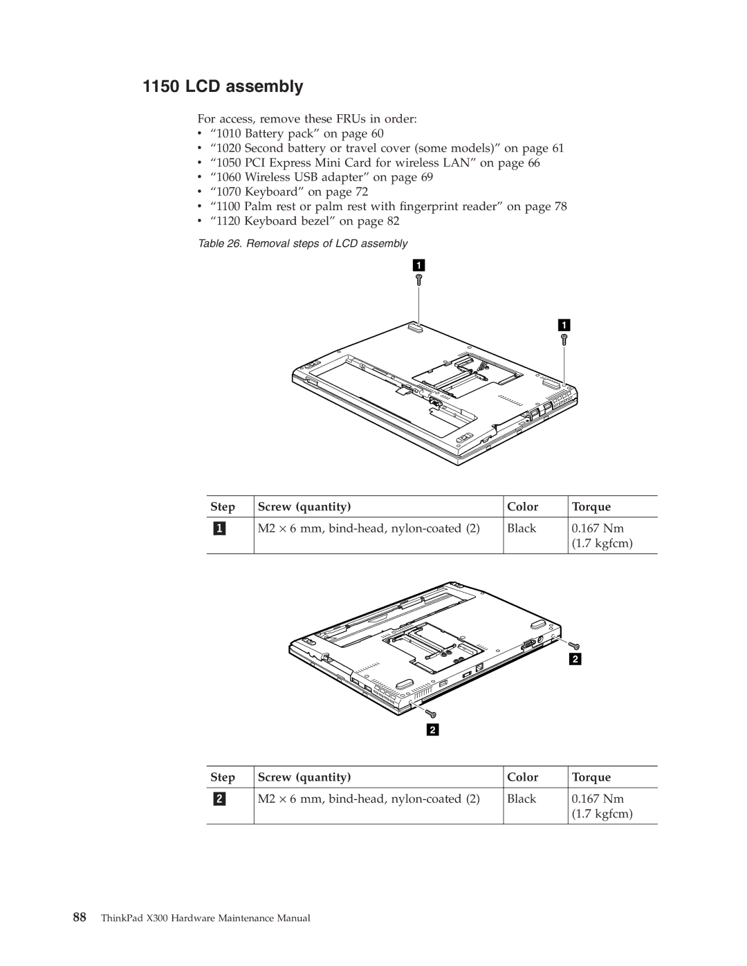 Lenovo X300 manual LCD assembly 