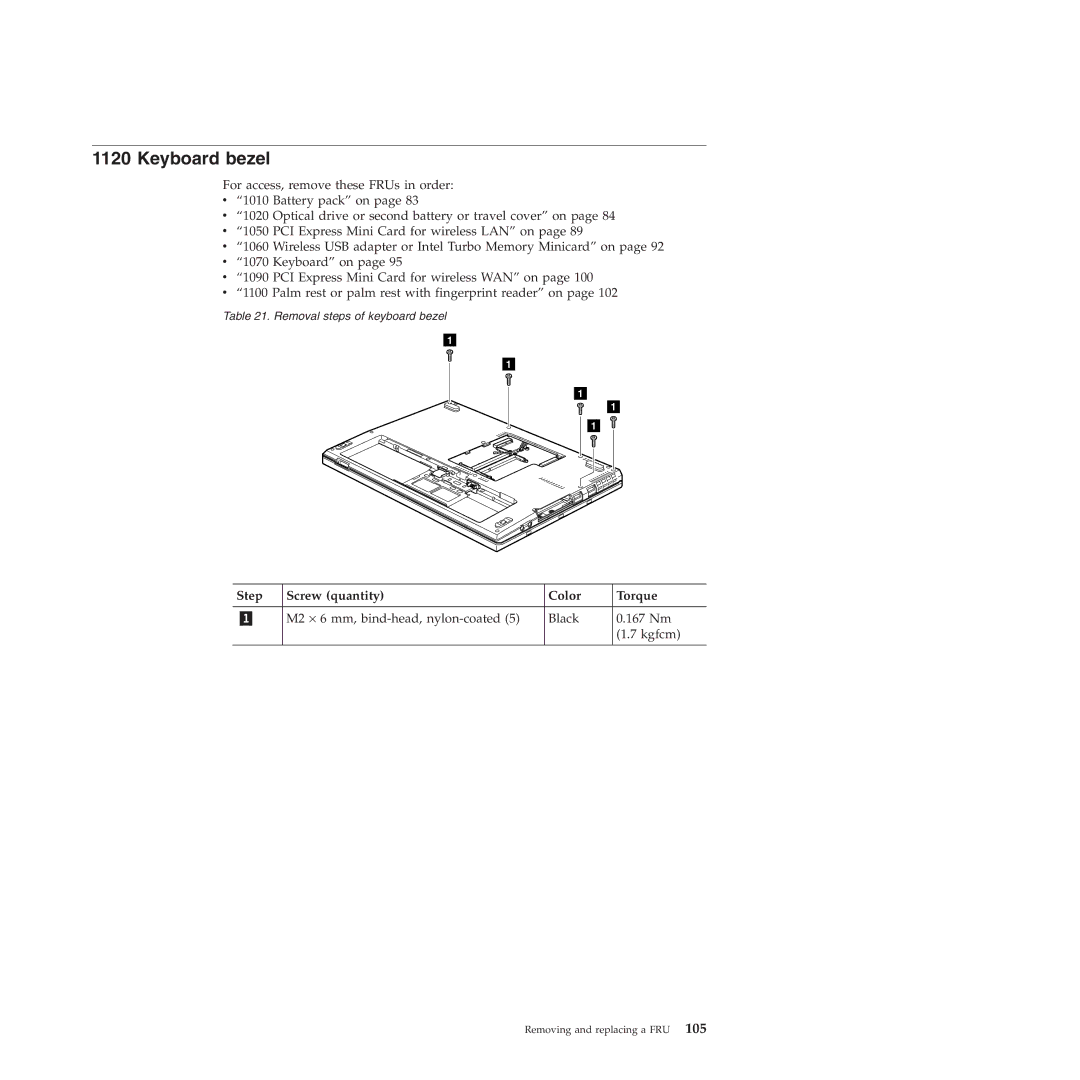 Lenovo X301 manual Keyboard bezel 