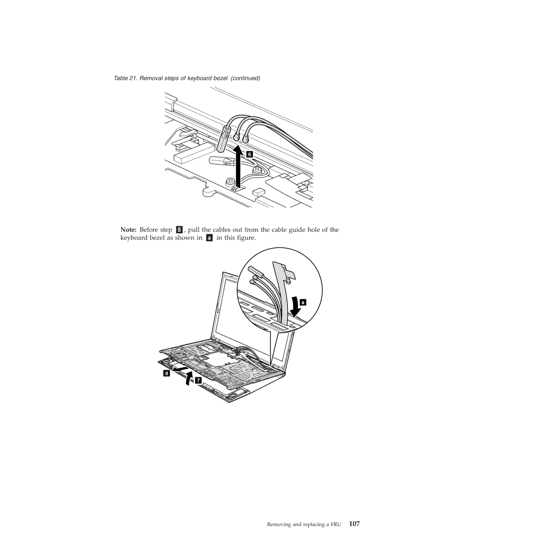 Lenovo X301 manual Pull the cables out from the cable guide hole 