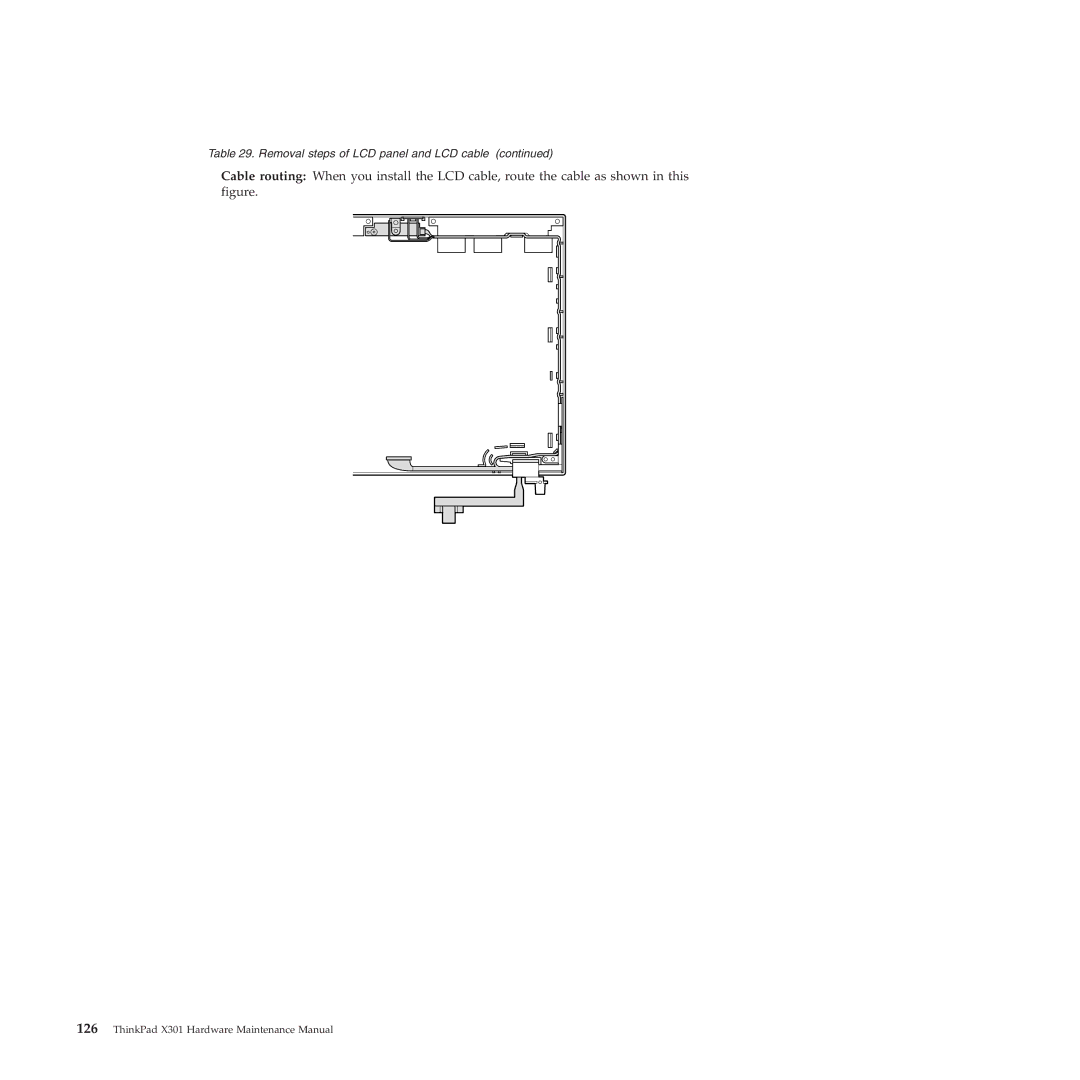 Lenovo X301 manual Removal steps of LCD panel and LCD cable 