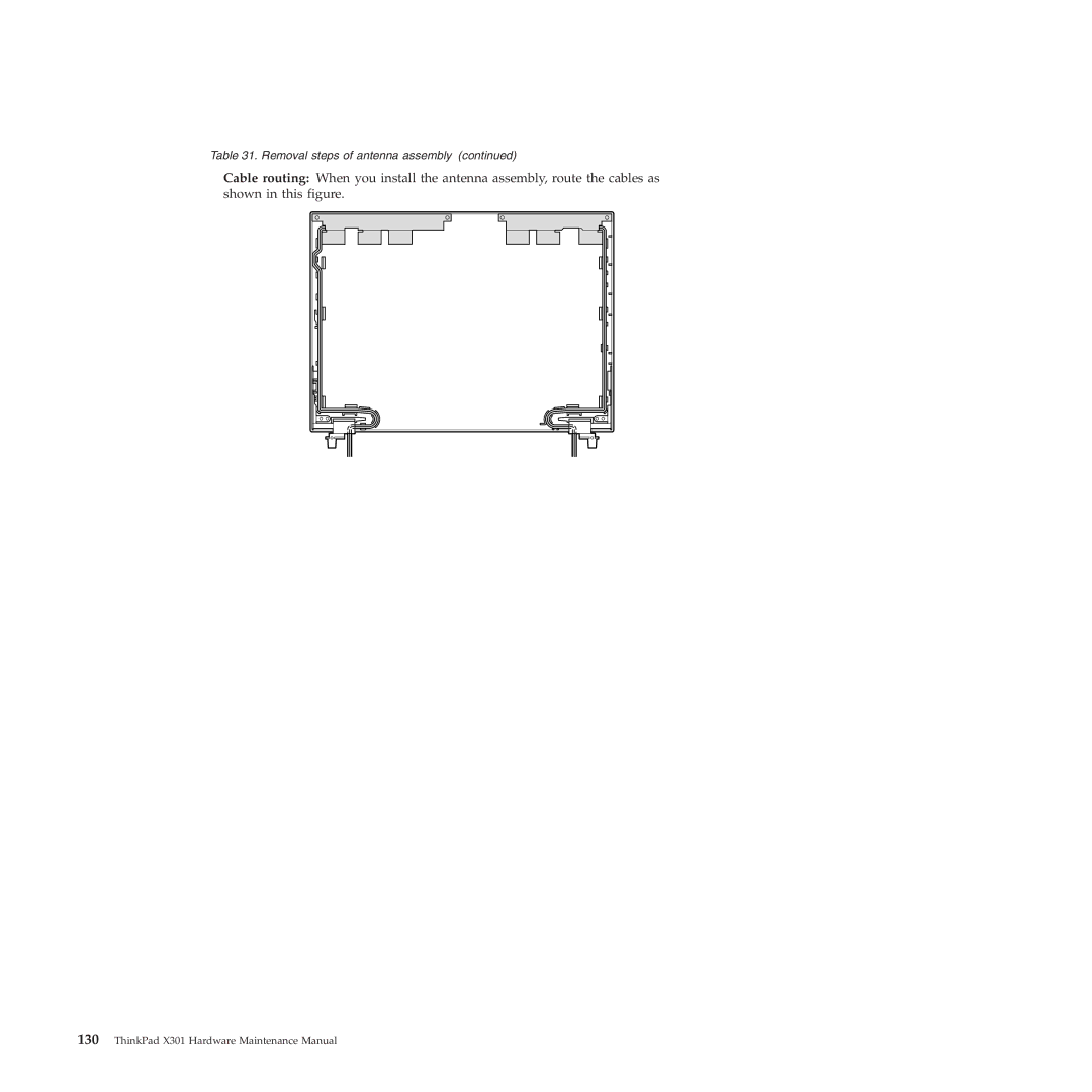 Lenovo X301 manual Removal steps of antenna assembly 