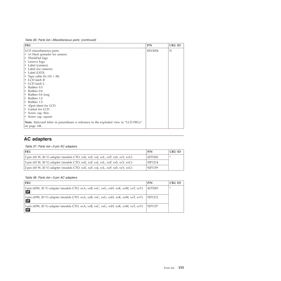 Lenovo X301 manual AC adapters 