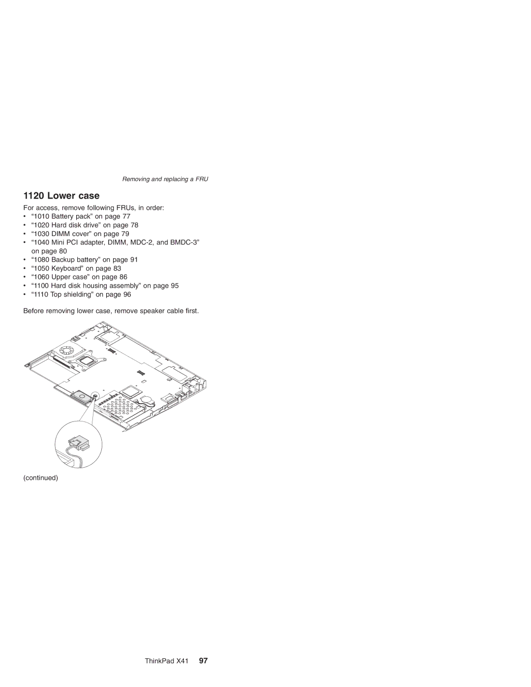 Lenovo X41 manual Lower case 