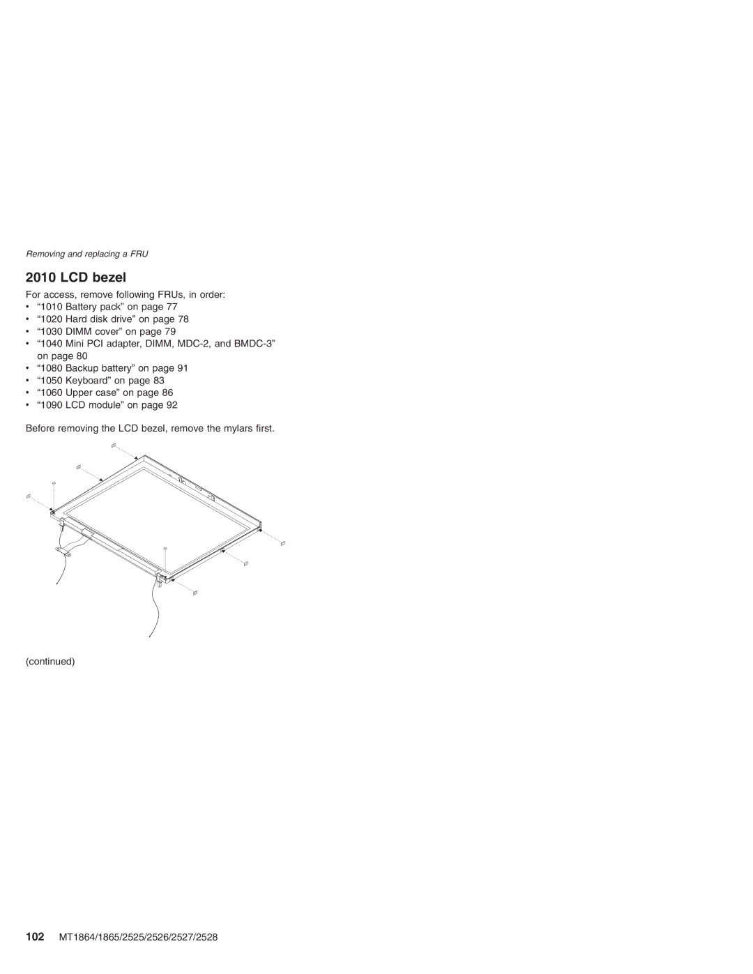 Lenovo X41 manual LCD bezel 