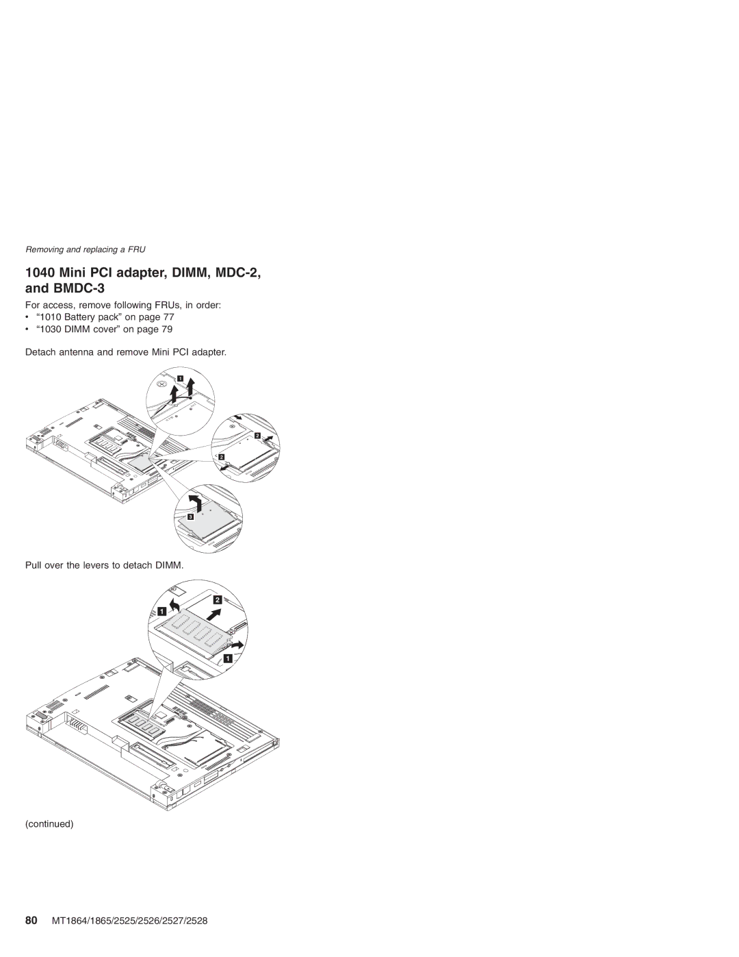 Lenovo X41 manual Mini PCI adapter, DIMM, MDC-2, and BMDC-3 