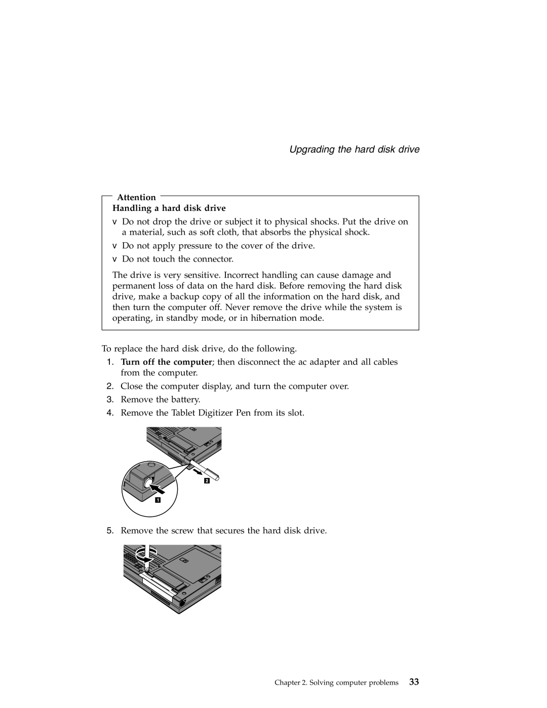 Lenovo X41 manual Upgrading the hard disk drive, Handling a hard disk drive 