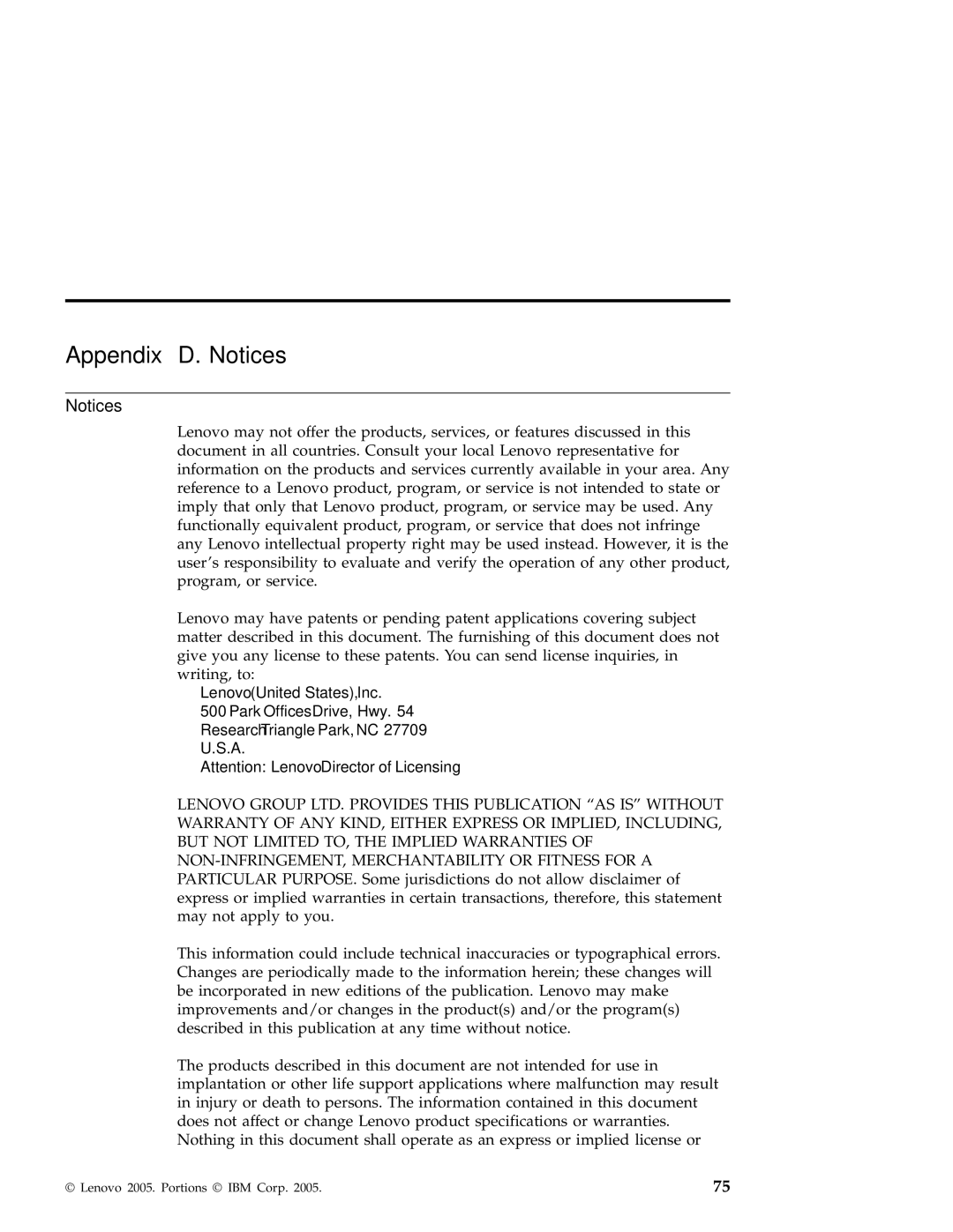 Lenovo X41 manual Appendix D. Notices 