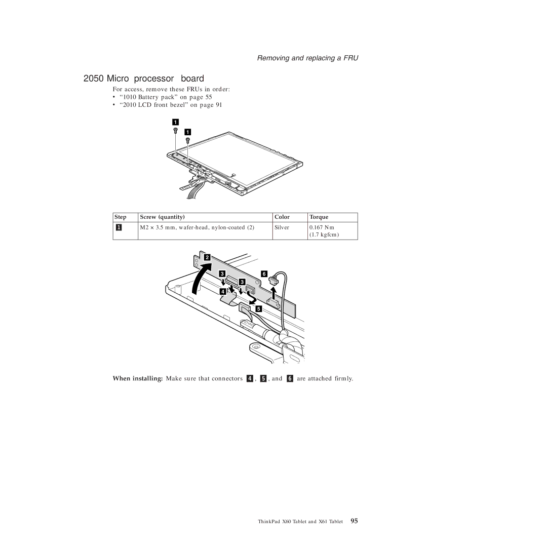 Lenovo X61 Tablet manual Micro processor board 