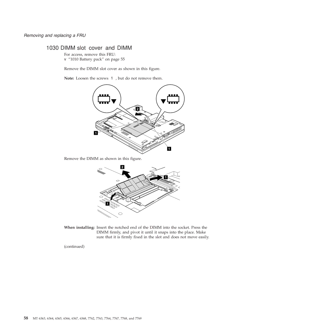 Lenovo X61 Tablet manual Dimm slot cover and Dimm 