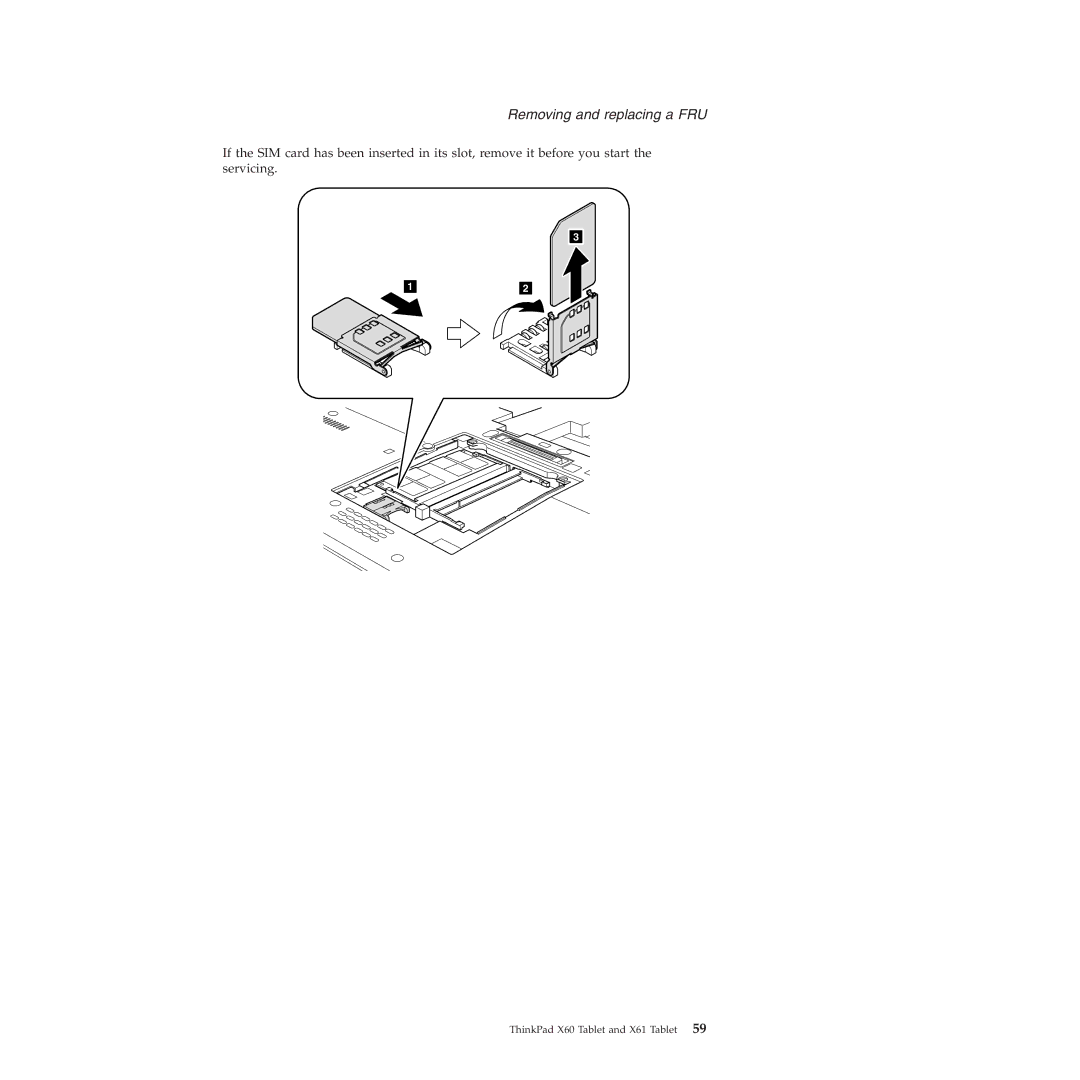 Lenovo X61 Tablet manual Removing and replacing a FRU 