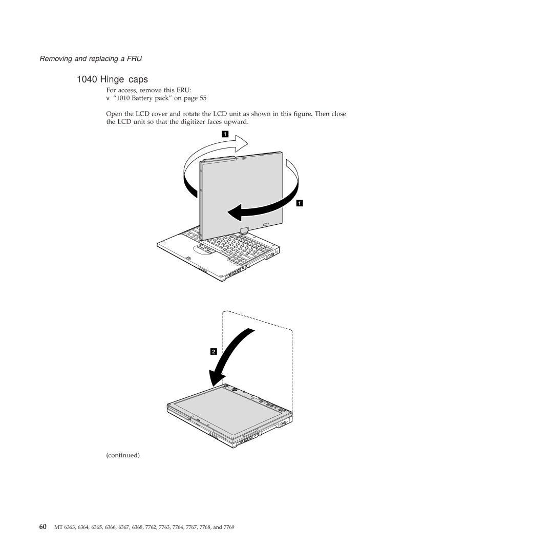 Lenovo X61 Tablet manual Hinge caps 