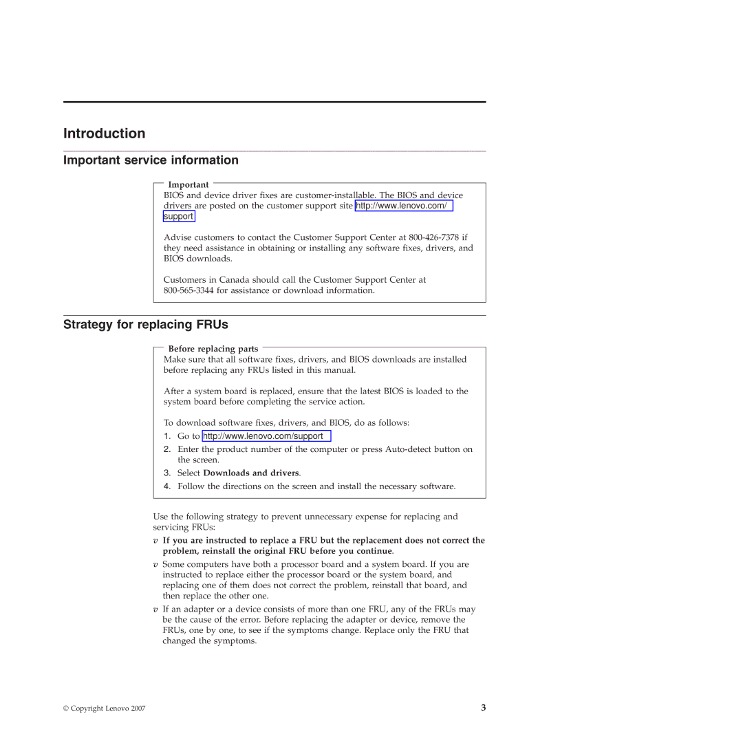 Lenovo X61 Tablet manual Important service information, Strategy for replacing FRUs, Before replacing parts 