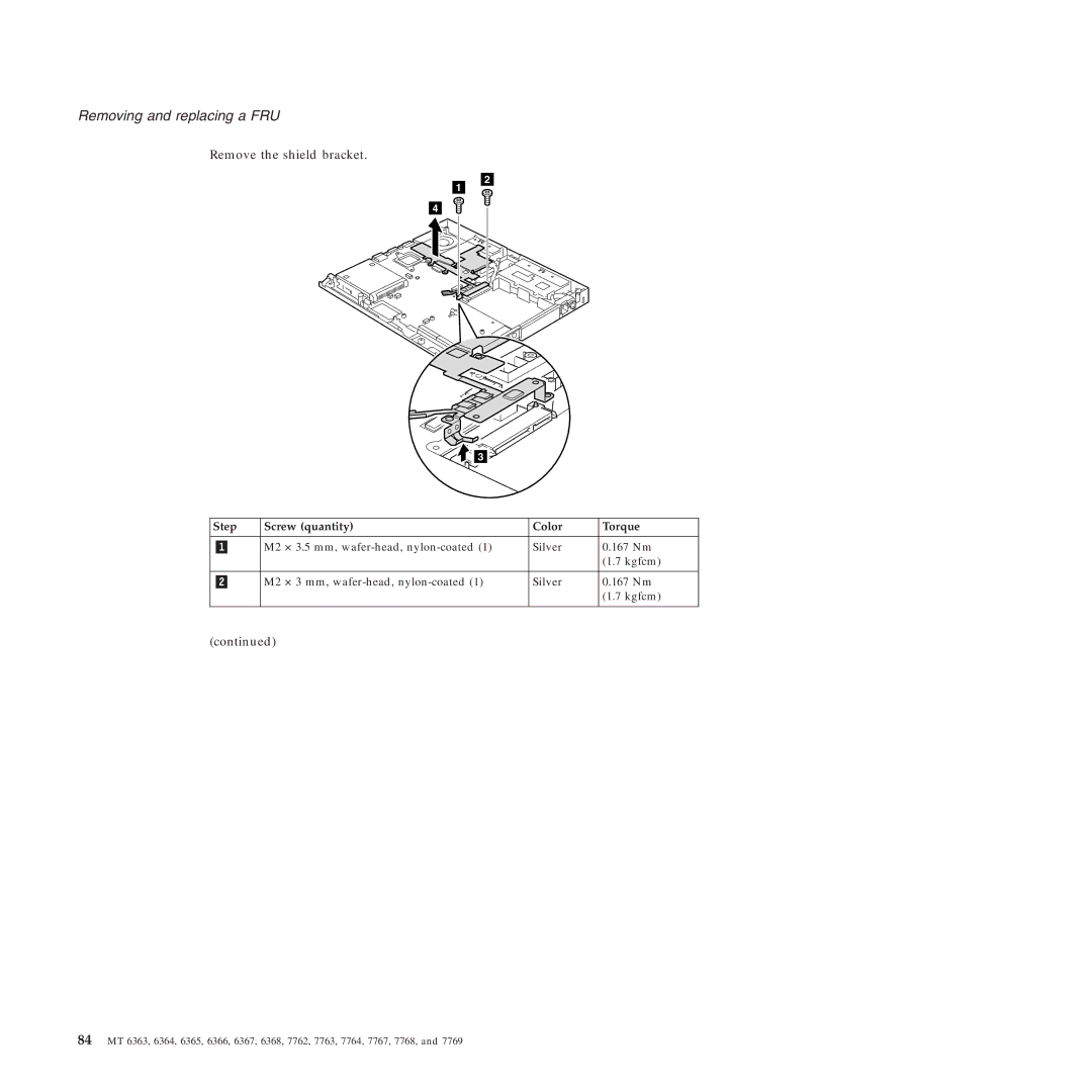 Lenovo X61 Tablet manual Remove the shield bracket 