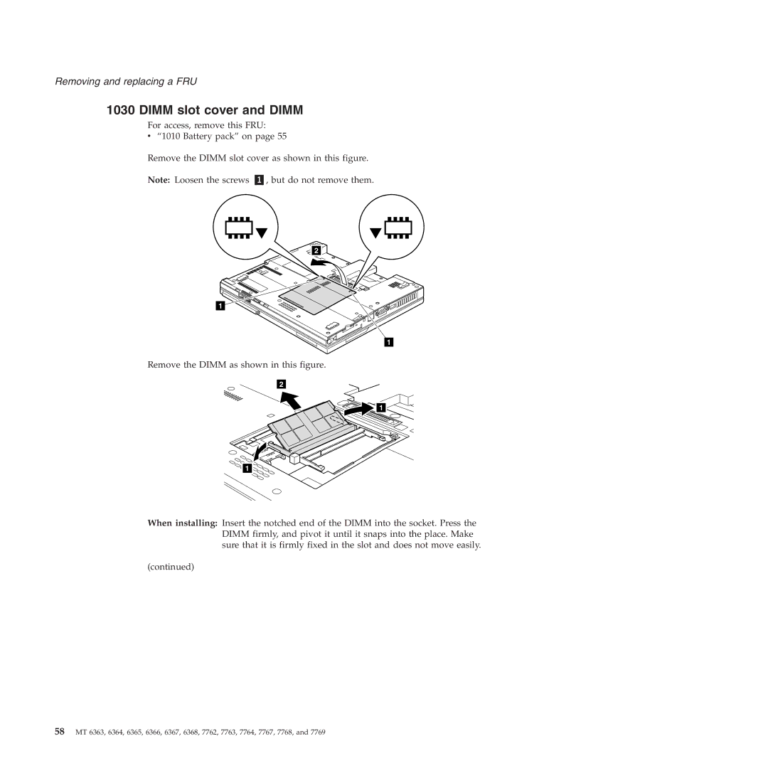 Lenovo X61, X60 manual Dimm slot cover and Dimm 