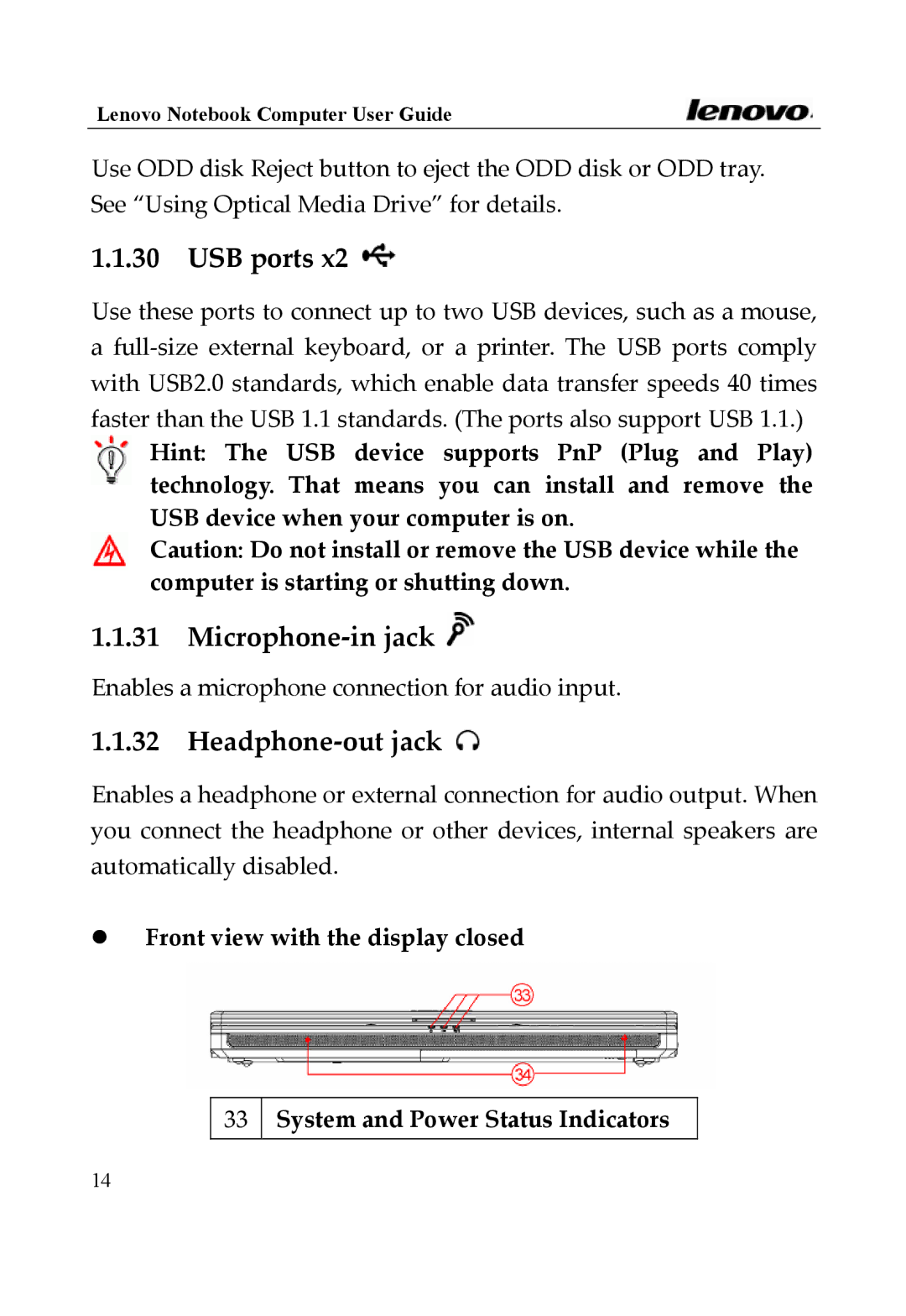 Lenovo Y400 Series, 3000 Series manual Microphone‐in jack, Headphone‐out jack 