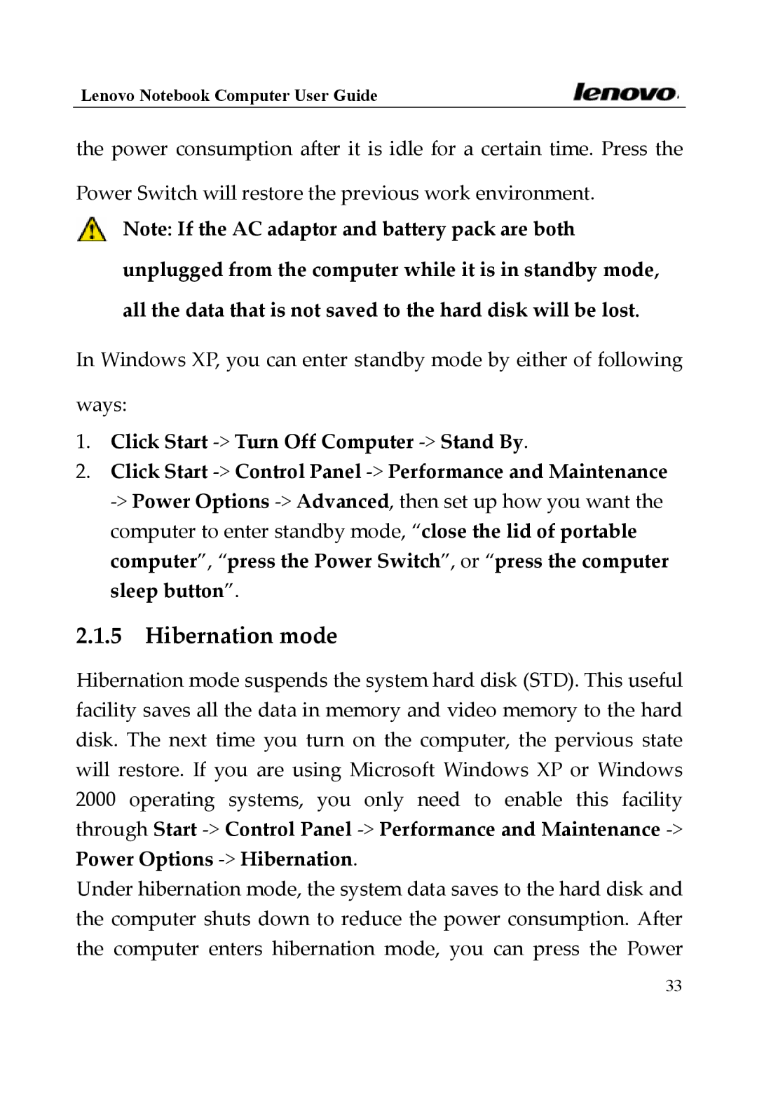 Lenovo 3000 Series, Y400 Series manual Hibernation mode 