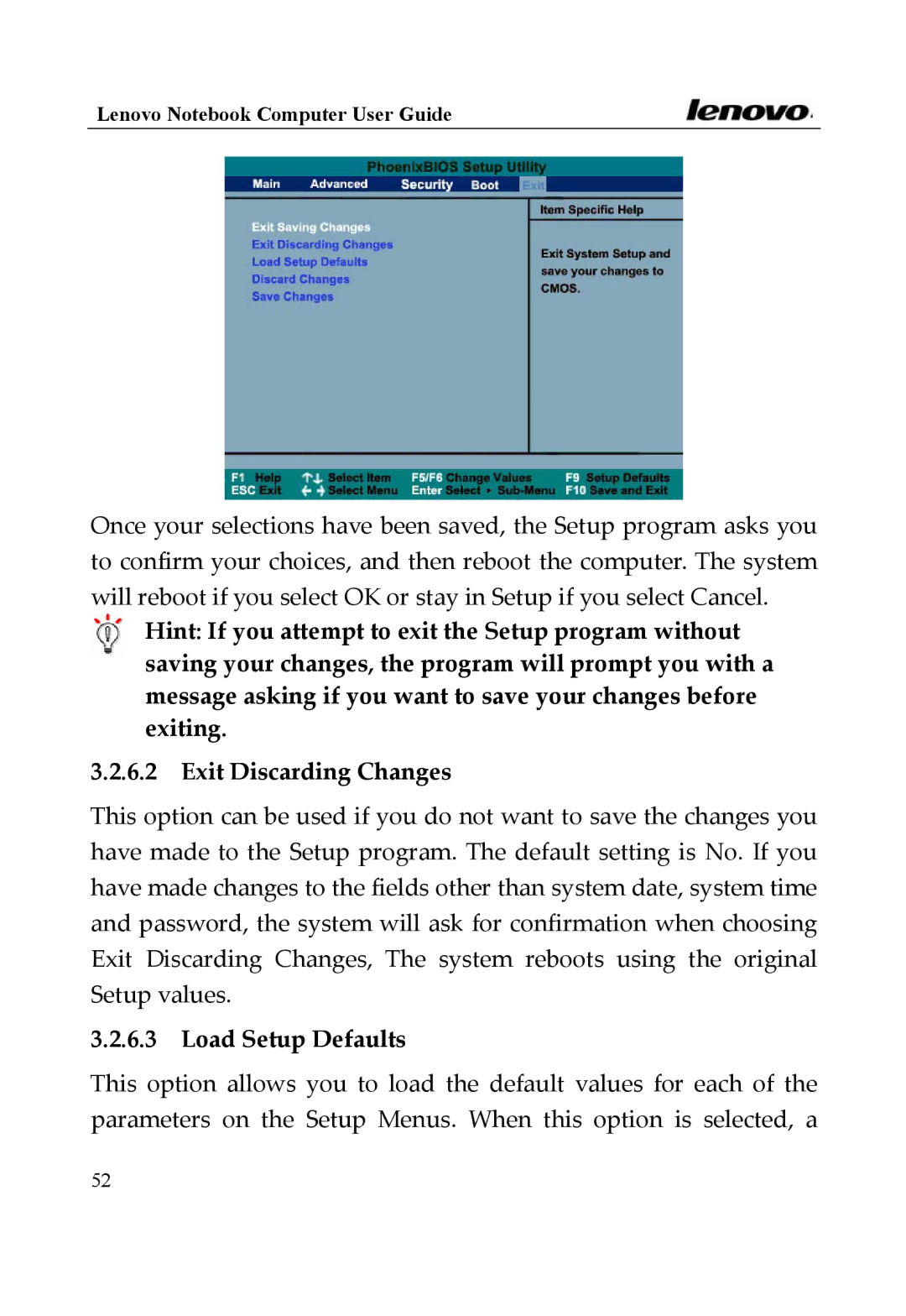 Lenovo Y400 Series, 3000 Series manual Load Setup Defaults 